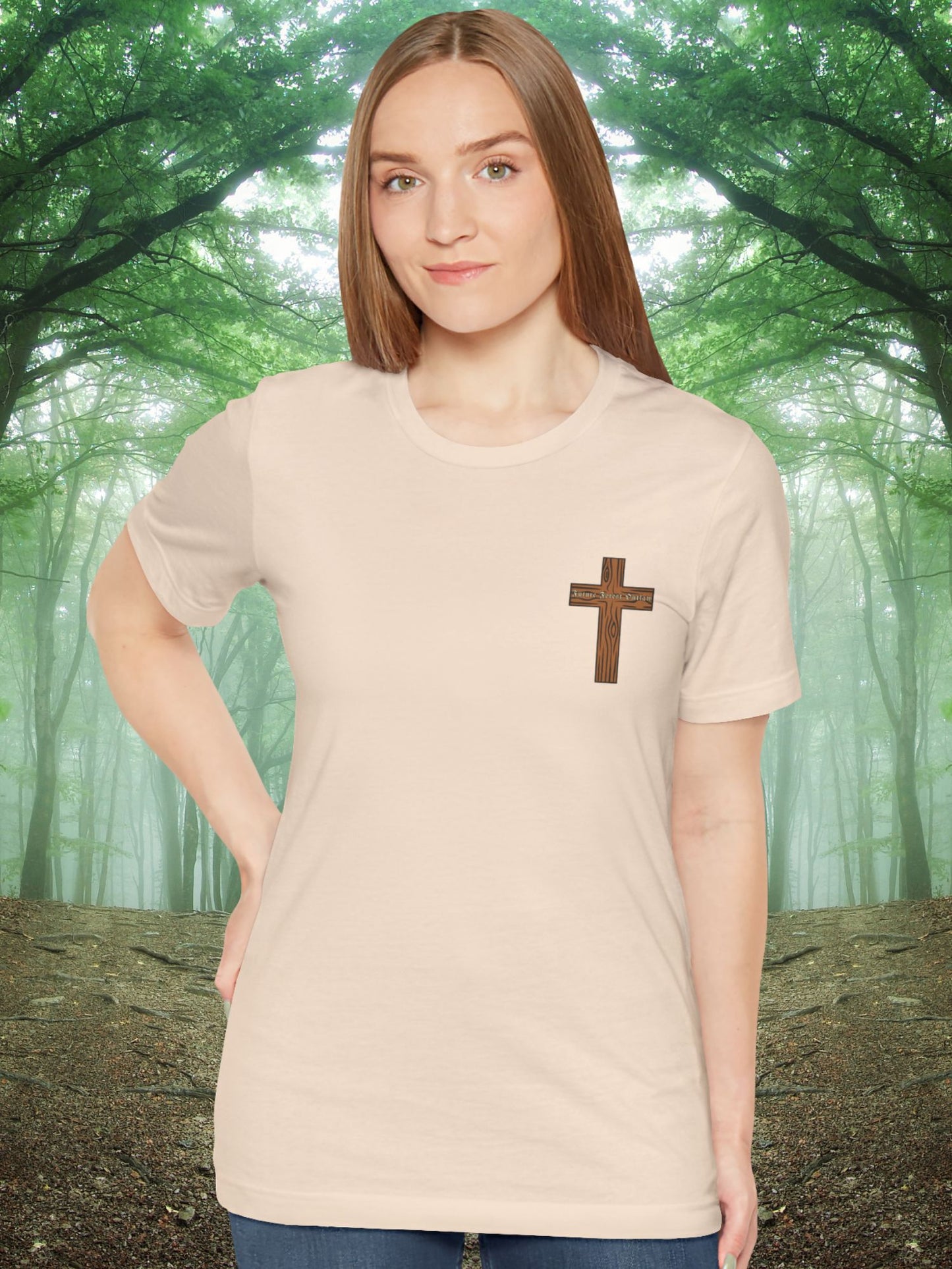 'Faithful Christians, Future Forest Outlaws' Woodsman Graphic Unisex T-Shirt, Bible Verse Revelation 12:6,  Christian Apparel, Archery Hunter Tee