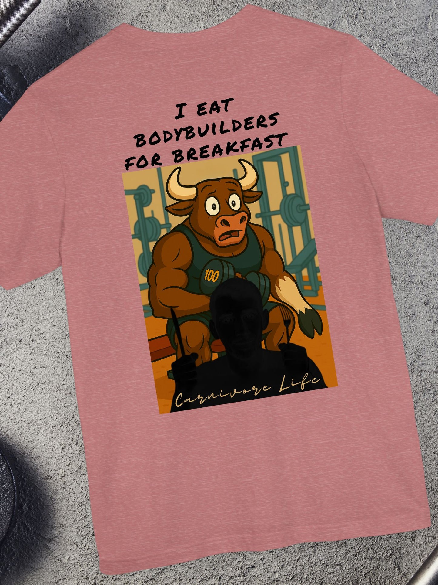 "I Eat Bodybuilders for Breakfast" - Unisex Jersey Shirt, Gym / Carnivore diet Humor Tee, Workout Gift, Funny Fitness Apparel
