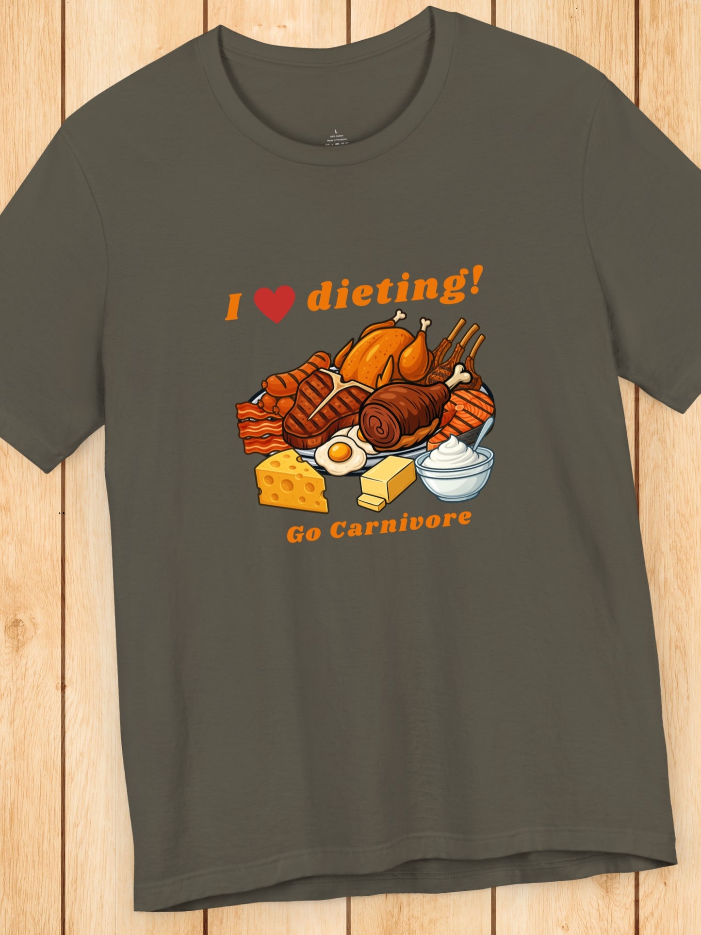 'I Heart Dieting, Go Carnivore' Carnivore Foods Graphic Unisex T-Shirt, Carnivore Diet, Health and Wellness