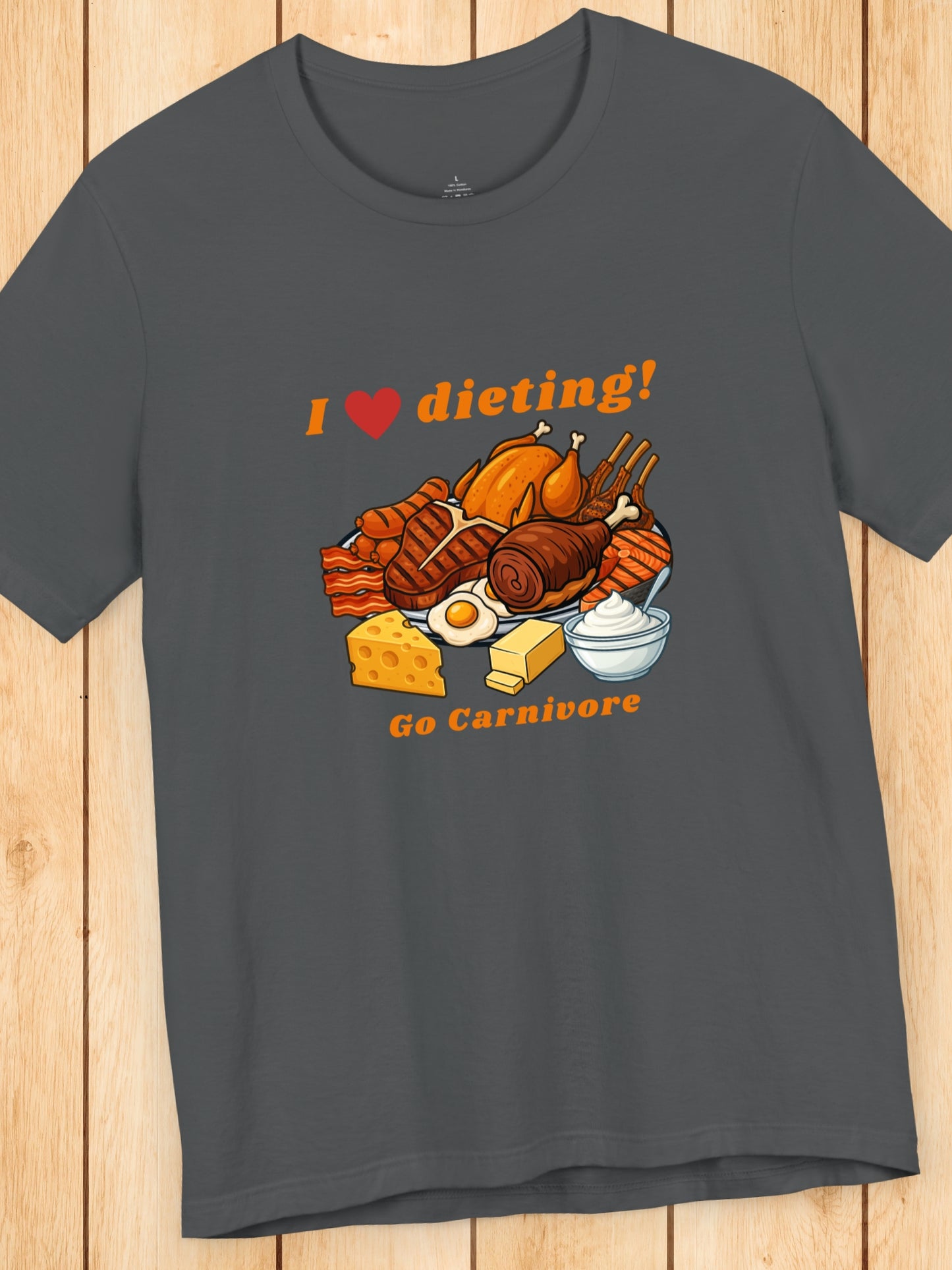 'I Heart Dieting, Go Carnivore' Carnivore Foods Graphic Unisex T-Shirt, Carnivore Diet, Health and Wellness
