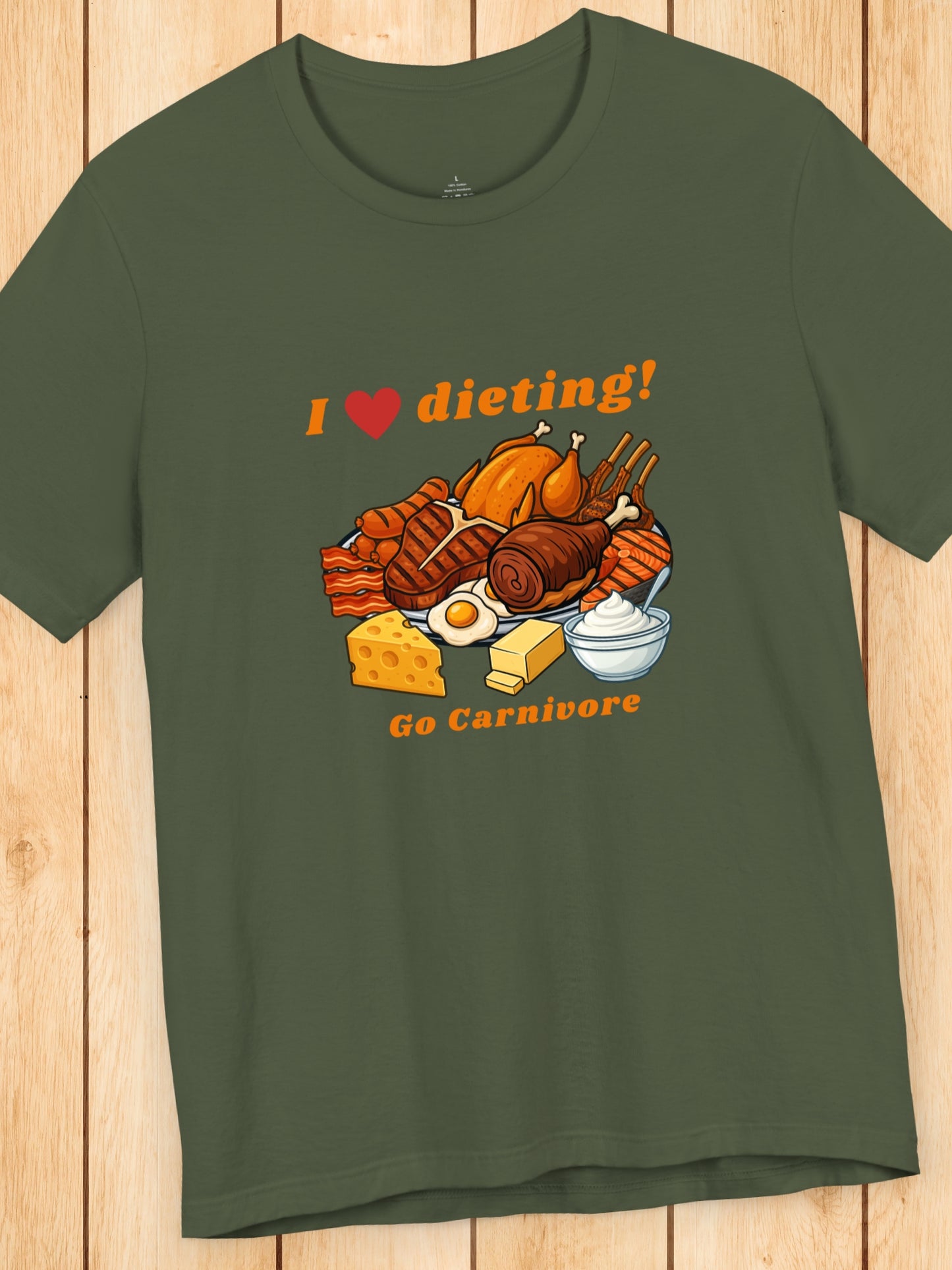 'I Heart Dieting, Go Carnivore' Carnivore Foods Graphic Unisex T-Shirt, Carnivore Diet, Health and Wellness