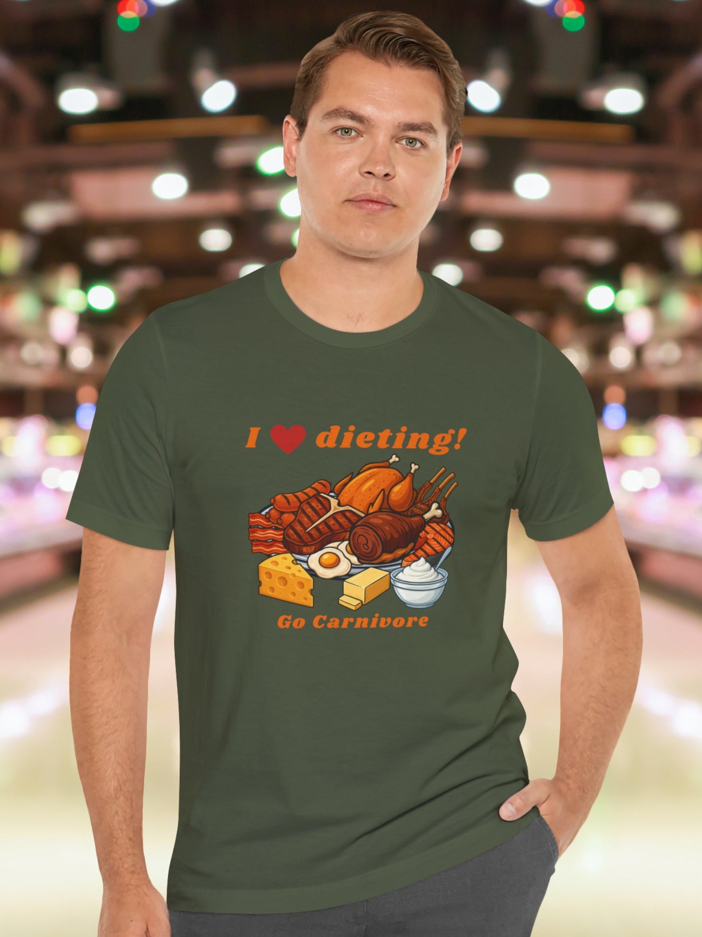 'I Heart Dieting, Go Carnivore' Carnivore Foods Graphic Unisex T-Shirt, Carnivore Diet, Health and Wellness
