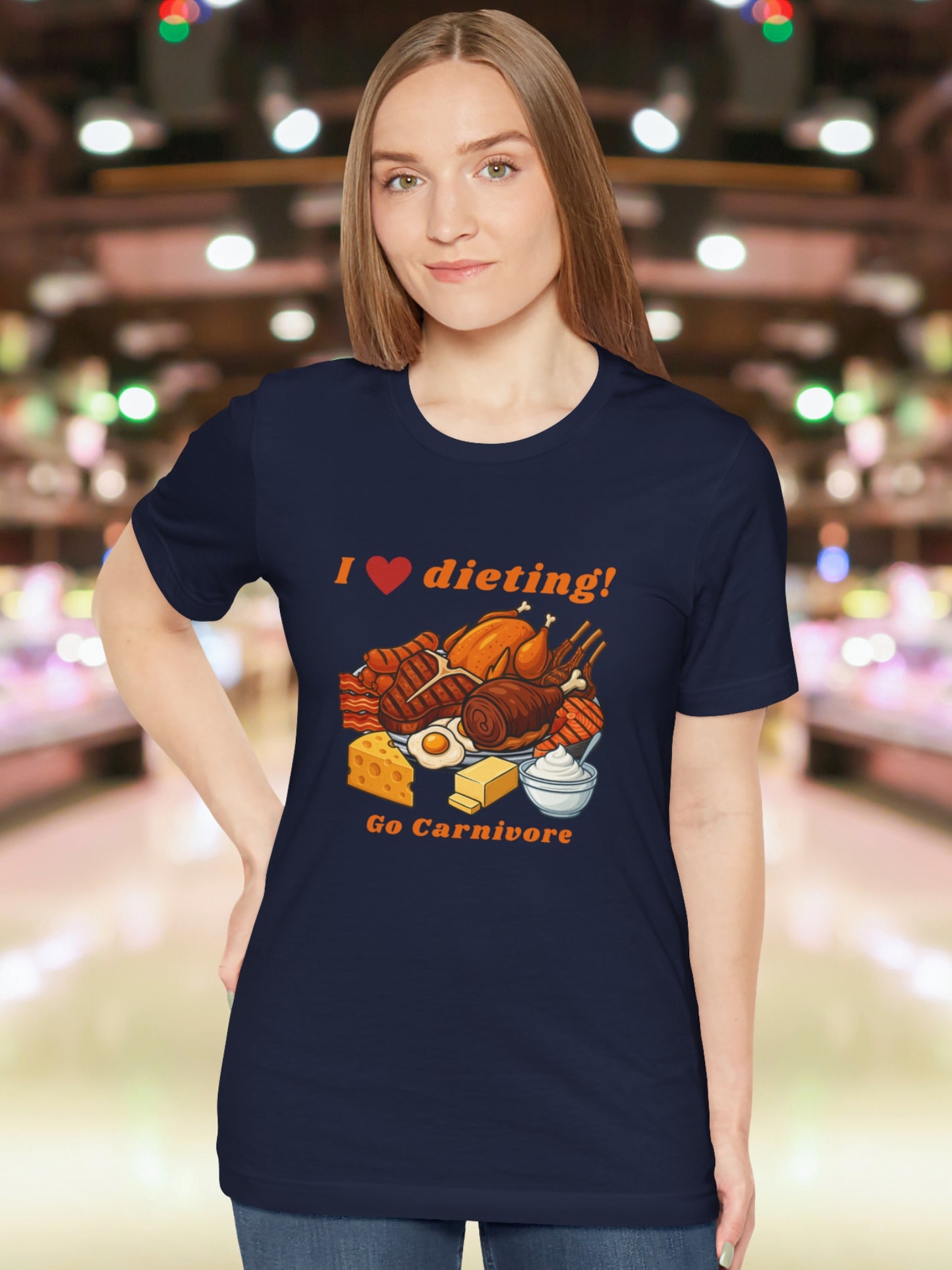 'I Heart Dieting, Go Carnivore' Carnivore Foods Graphic Unisex T-Shirt, Carnivore Diet, Health and Wellness