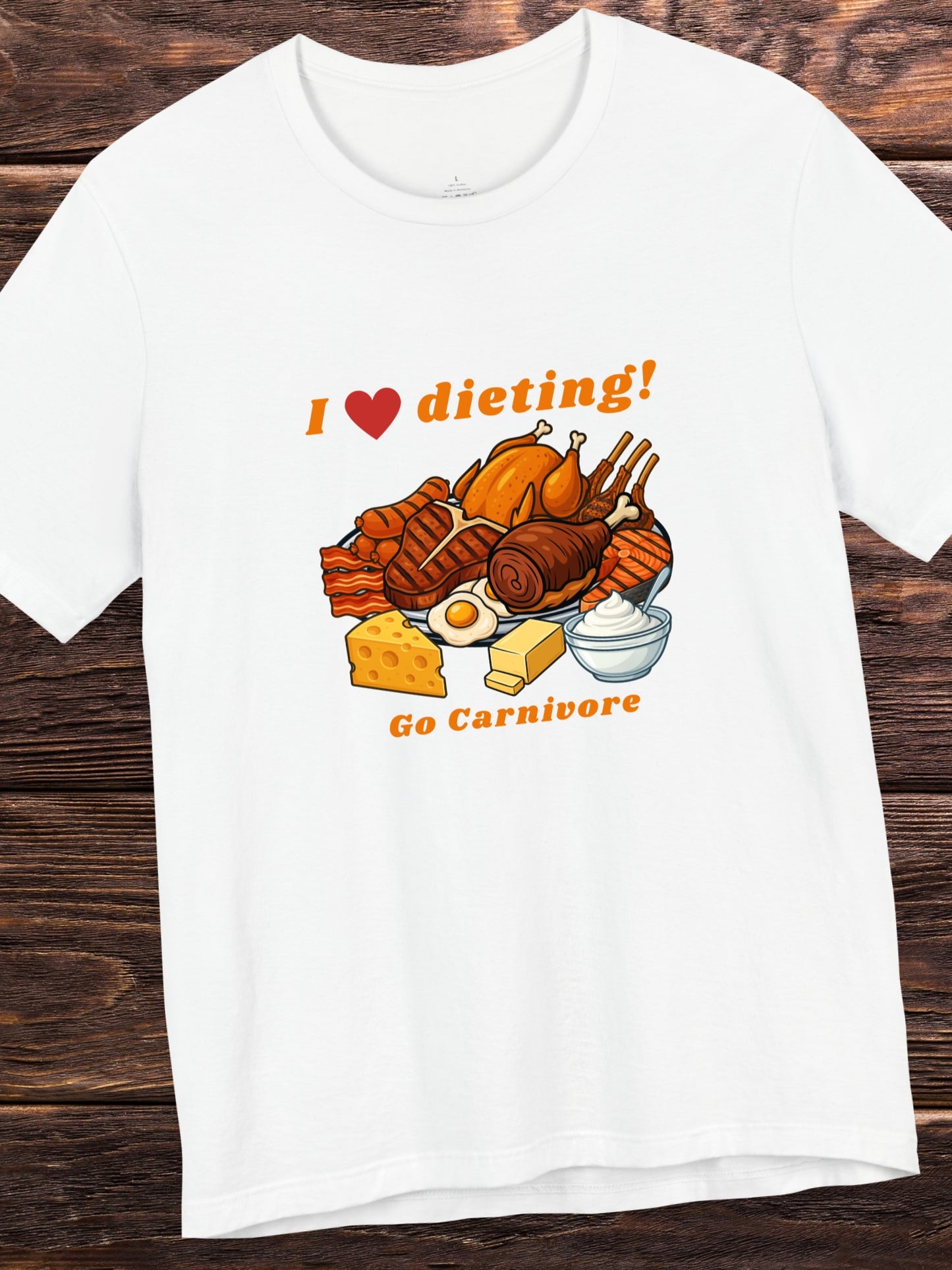'I Heart Dieting, Go Carnivore' Carnivore Foods Graphic Unisex T-Shirt, Carnivore Diet, Health and Wellness