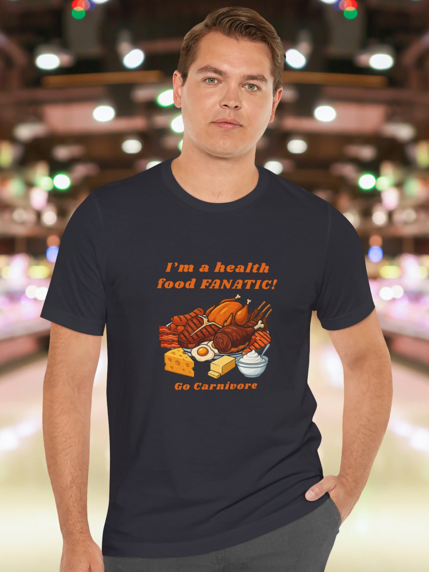 'I'm a health food FANATIC! Go Carnivore' Unisex T-Shirt, Carnivore Diet, Health and Wellness