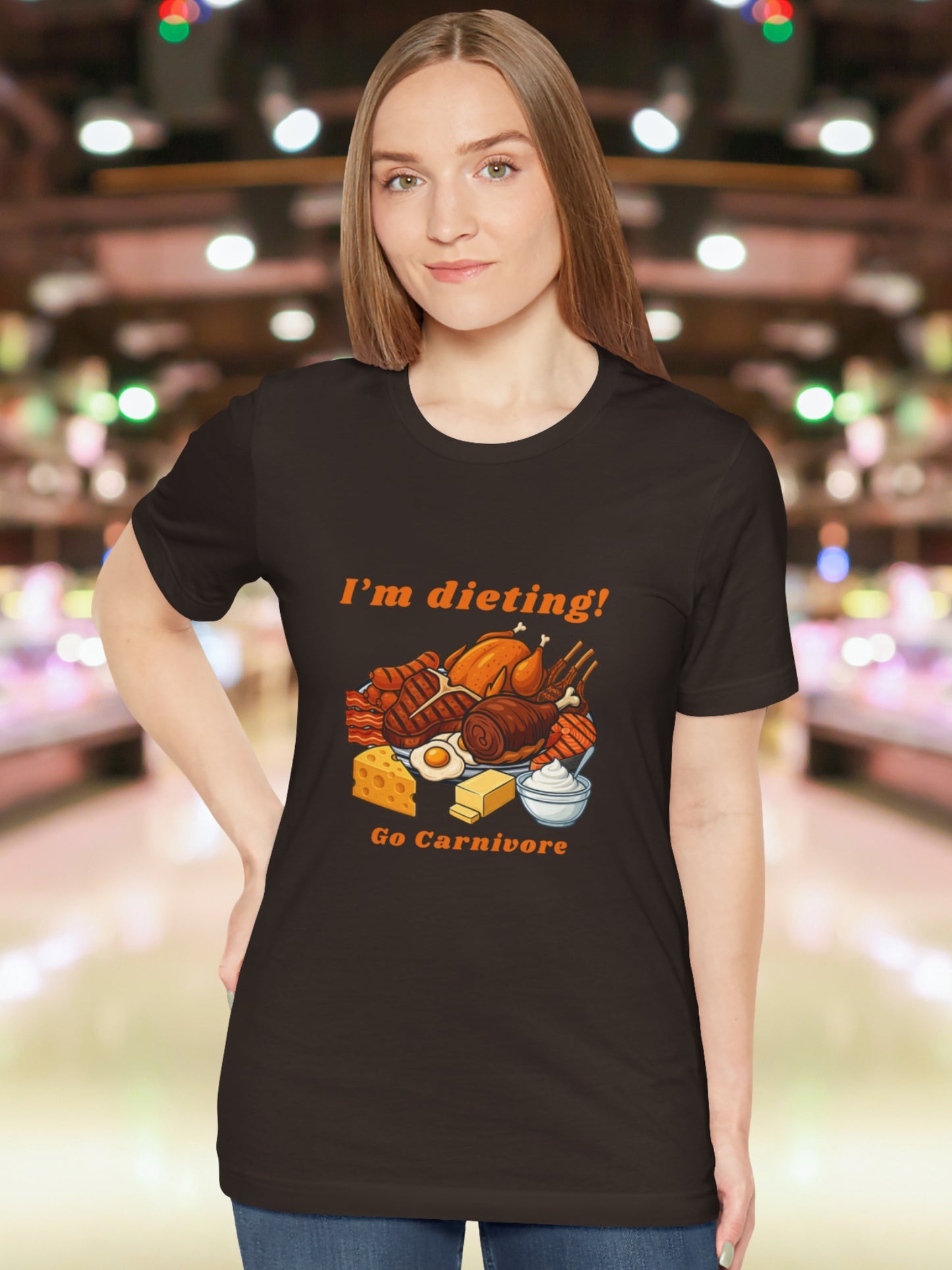 'I'm dieting! Go Carnivore' Unisex T-Shirt, Carnivore Diet Apparel, Health and Wellness
