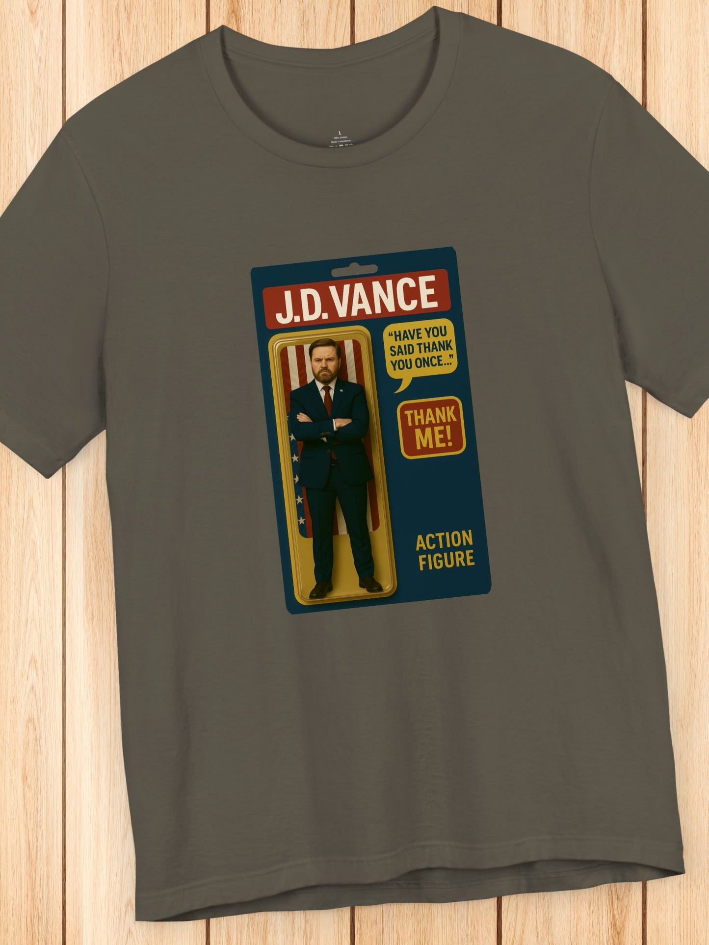 'J.D. Vance Action Figure, Thank Me!' Graphic Unisex T-Shirt, Vice President Tee