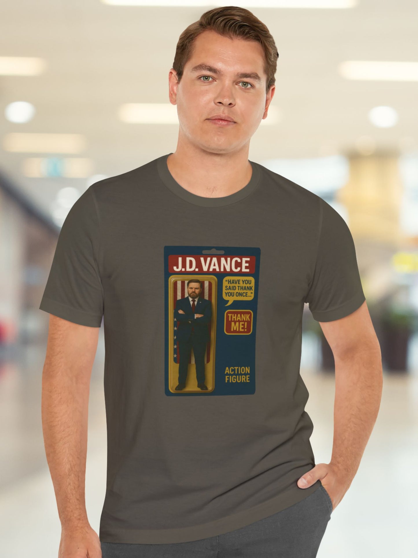 'J.D. Vance Action Figure, Thank Me!' Graphic Unisex T-Shirt, Vice President Tee