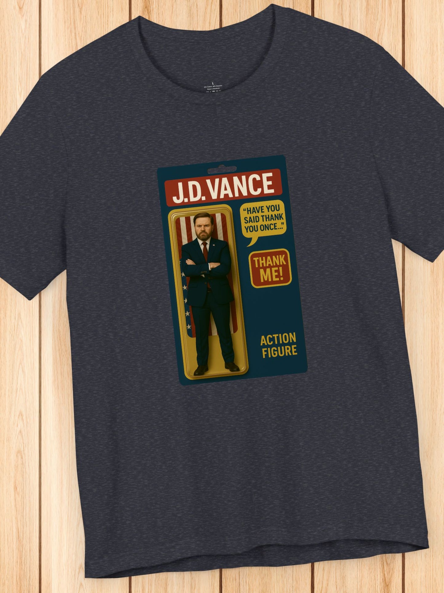'J.D. Vance Action Figure, Thank Me!' Graphic Unisex T-Shirt, Vice President Tee