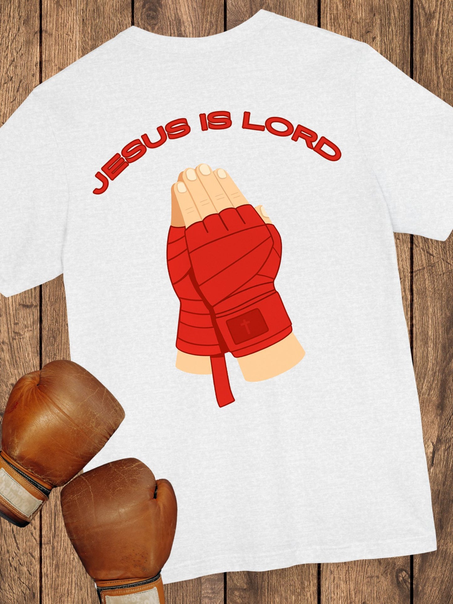 "Jesus is Lord" Unisex Praying Hands Combat Hand Wraps (red), Christian Fighter, Gift