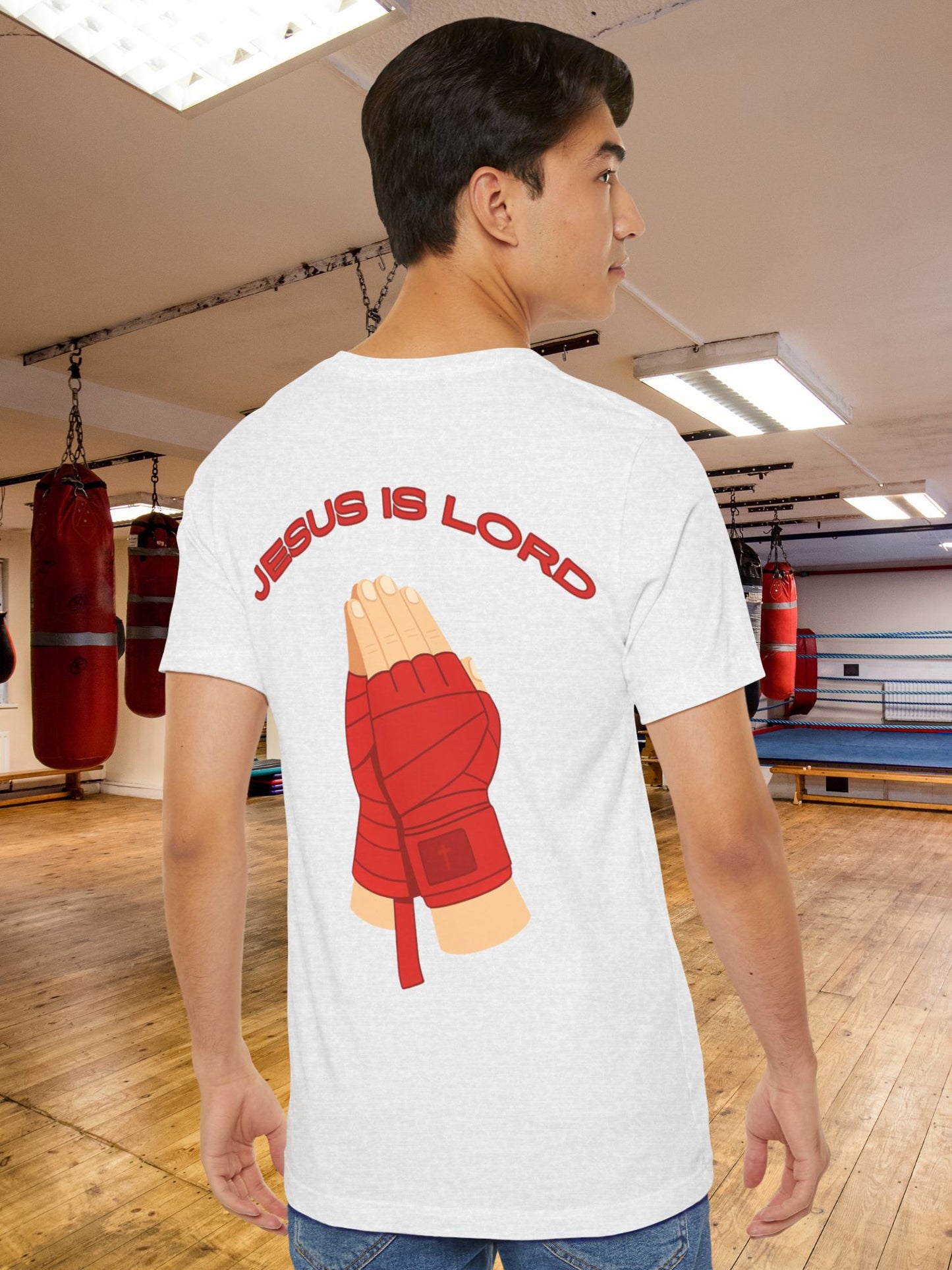 "Jesus is Lord" Unisex Praying Hands Combat Hand Wraps (red), Christian Fighter, Gift