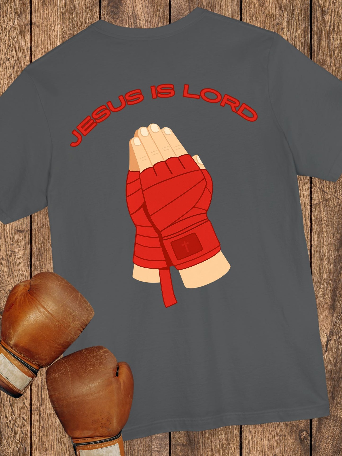 "Jesus is Lord" Unisex Praying Hands Combat Hand Wraps (red), Christian Fighter, Gift