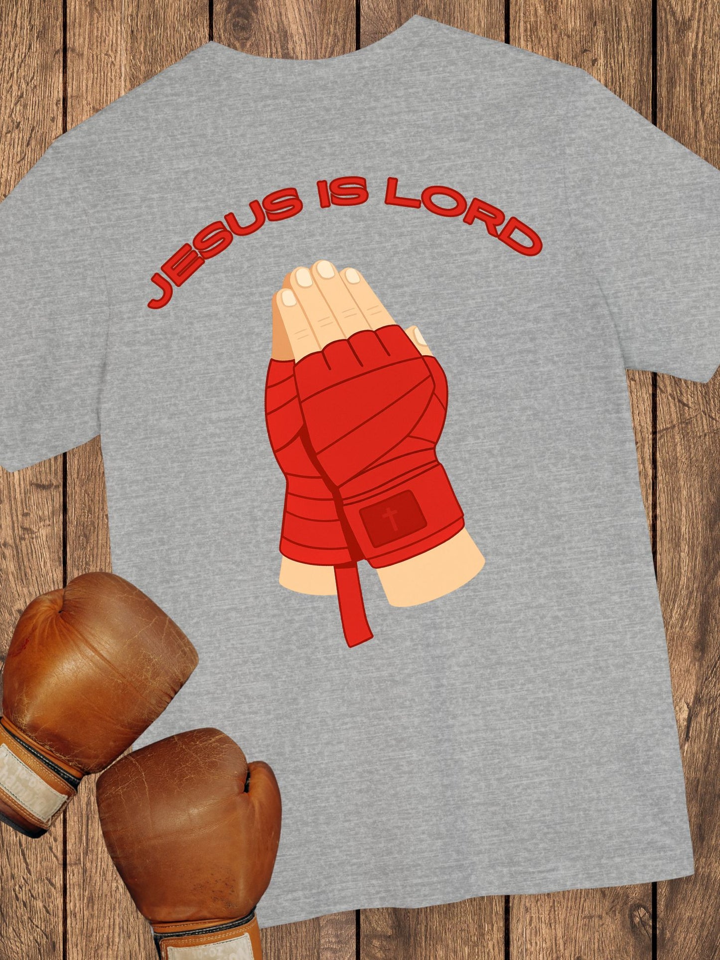 "Jesus is Lord" Unisex Praying Hands Combat Hand Wraps (red), Christian Fighter, Gift
