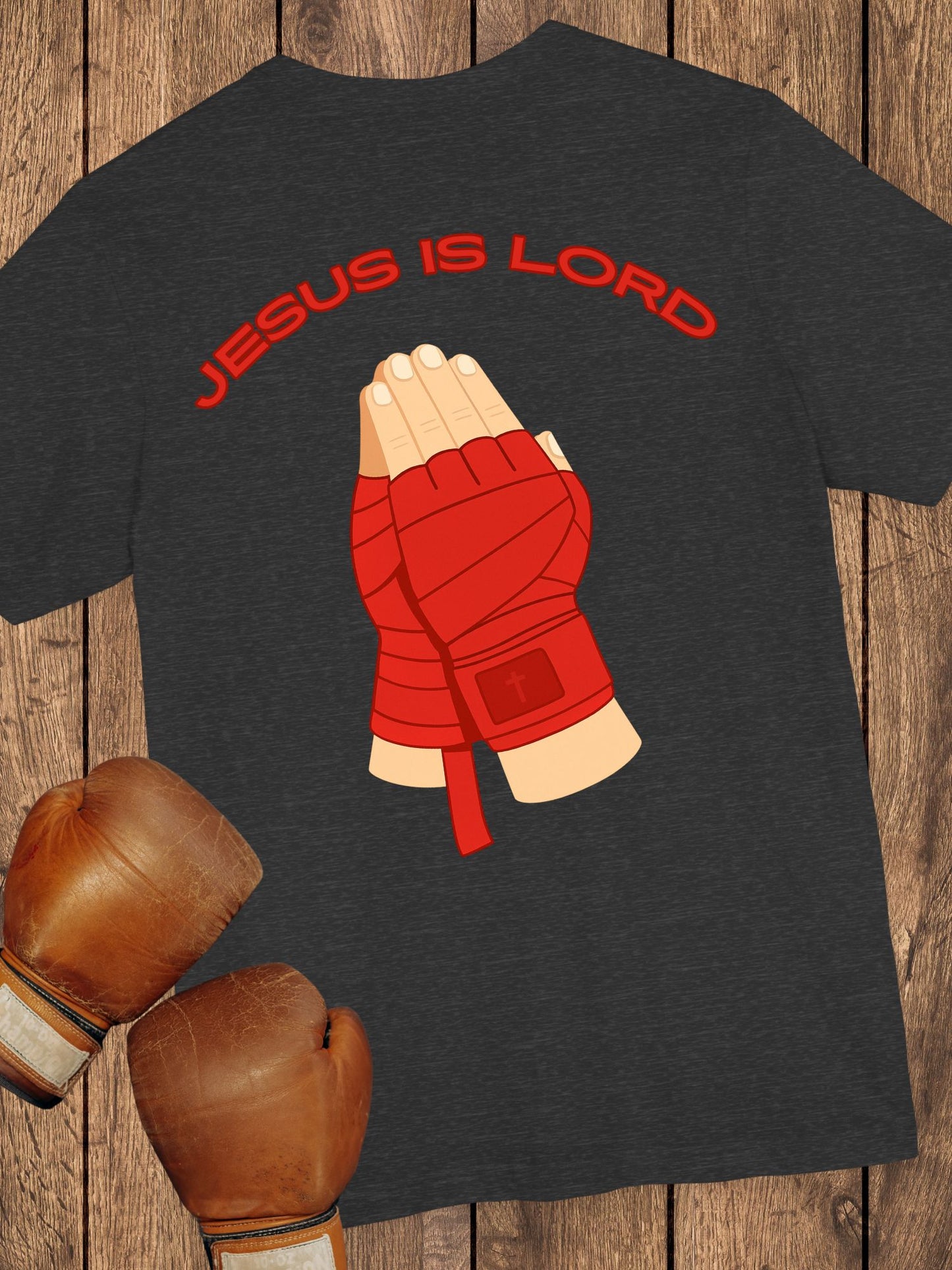 "Jesus is Lord" Unisex Praying Hands Combat Hand Wraps (red), Christian Fighter, Gift
