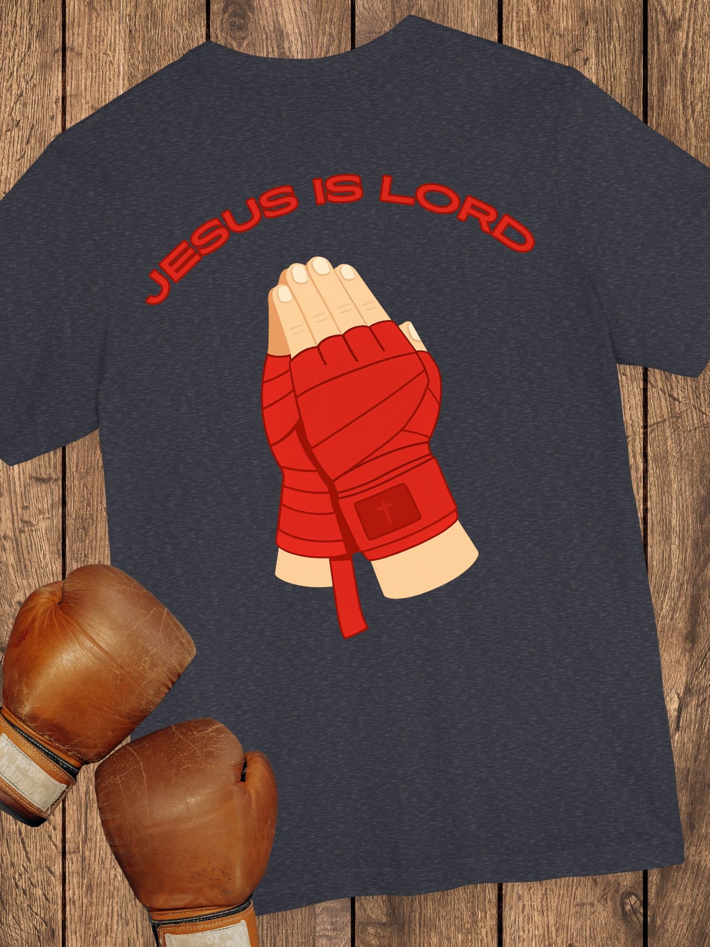 "Jesus is Lord" Unisex Praying Hands Combat Hand Wraps (red), Christian Fighter, Gift