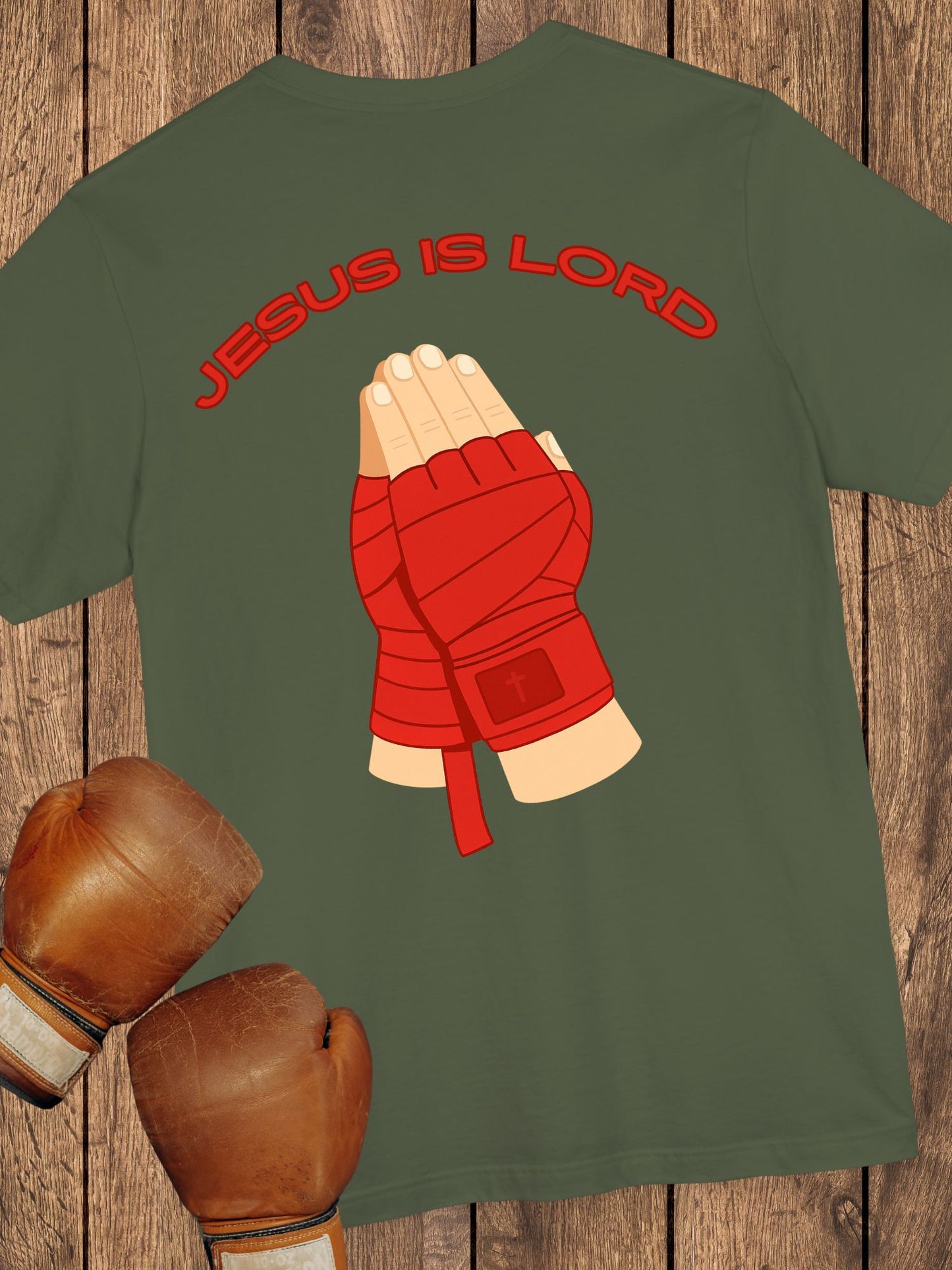 "Jesus is Lord" Unisex Praying Hands Combat Hand Wraps (red), Christian Fighter, Gift
