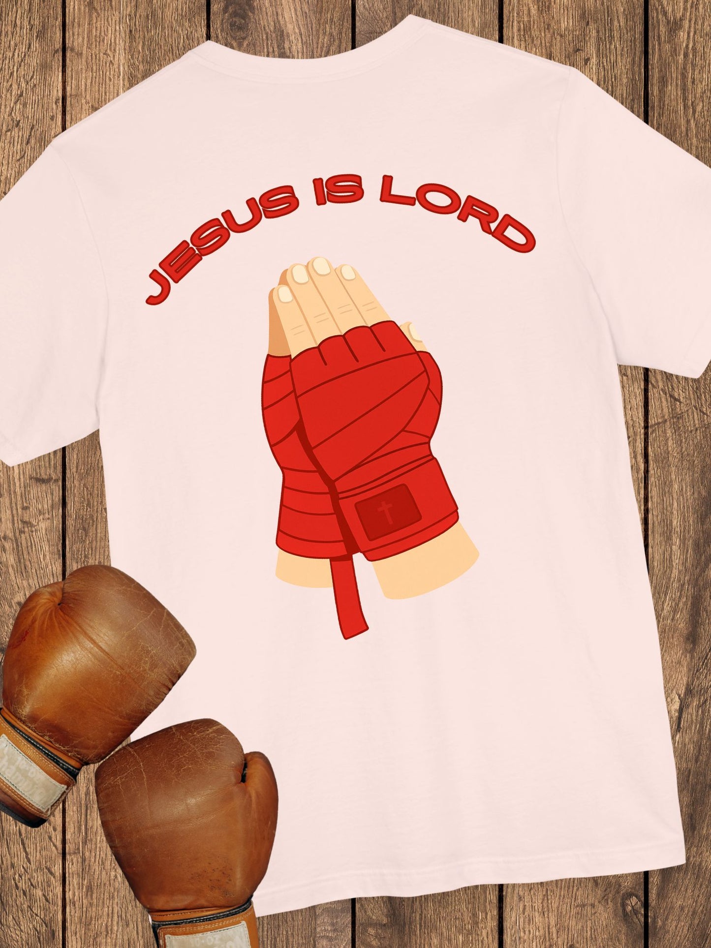 "Jesus is Lord" Unisex Praying Hands Combat Hand Wraps (red), Christian Fighter, Gift