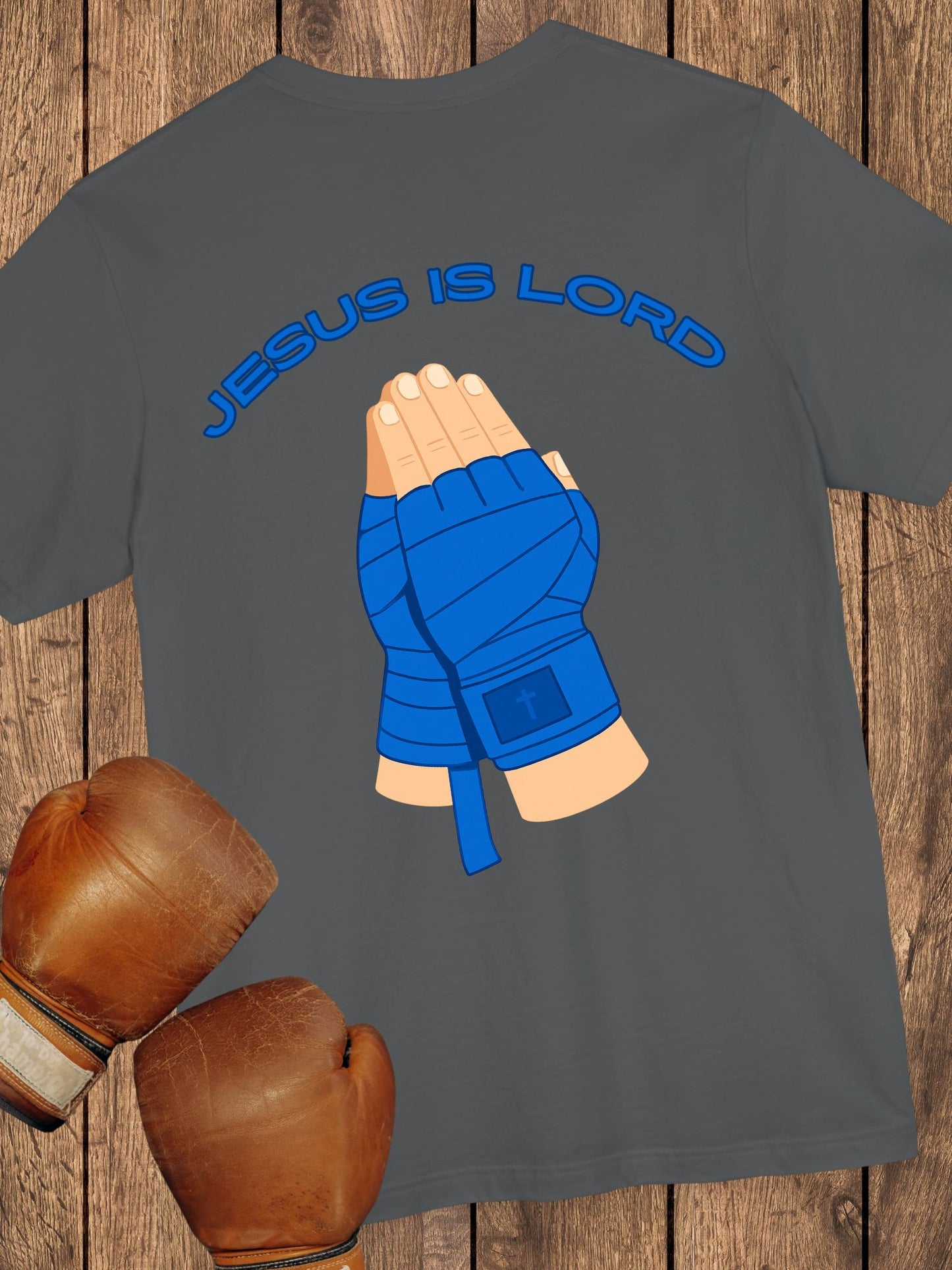 "Jesus is Lord" Unisex Praying Hands Combat Hand Wraps (blue), Christian Fighter, Gift