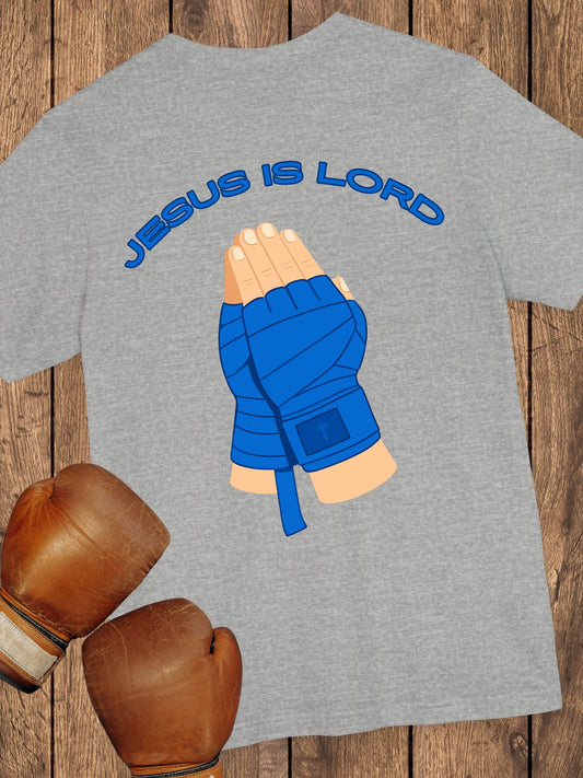 "Jesus is Lord" Unisex Praying Hands Combat Hand Wraps (blue), Christian Fighter, Gift