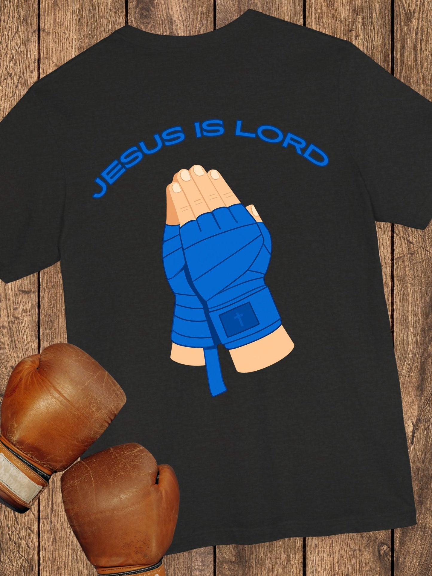 "Jesus is Lord" Unisex Praying Hands Combat Hand Wraps (blue), Christian Fighter, Gift