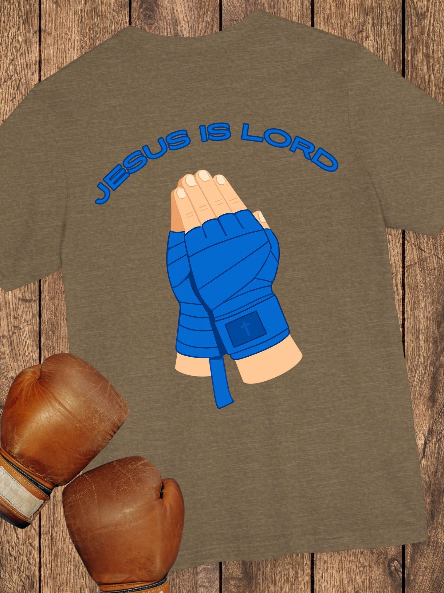 "Jesus is Lord" Unisex Praying Hands Combat Hand Wraps (blue), Christian Fighter, Gift