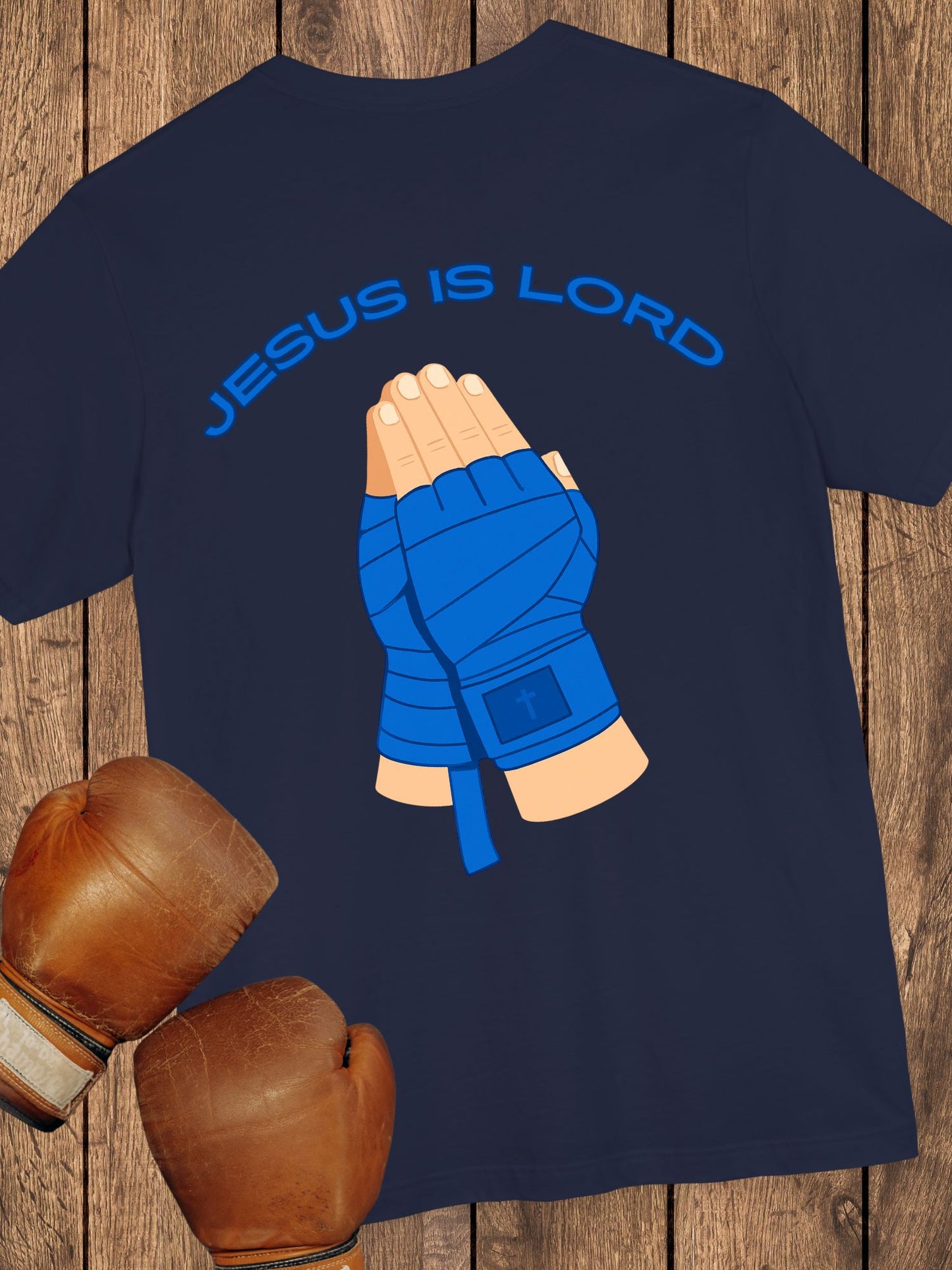 "Jesus is Lord" Unisex Praying Hands Combat Hand Wraps (blue), Christian Fighter, Gift