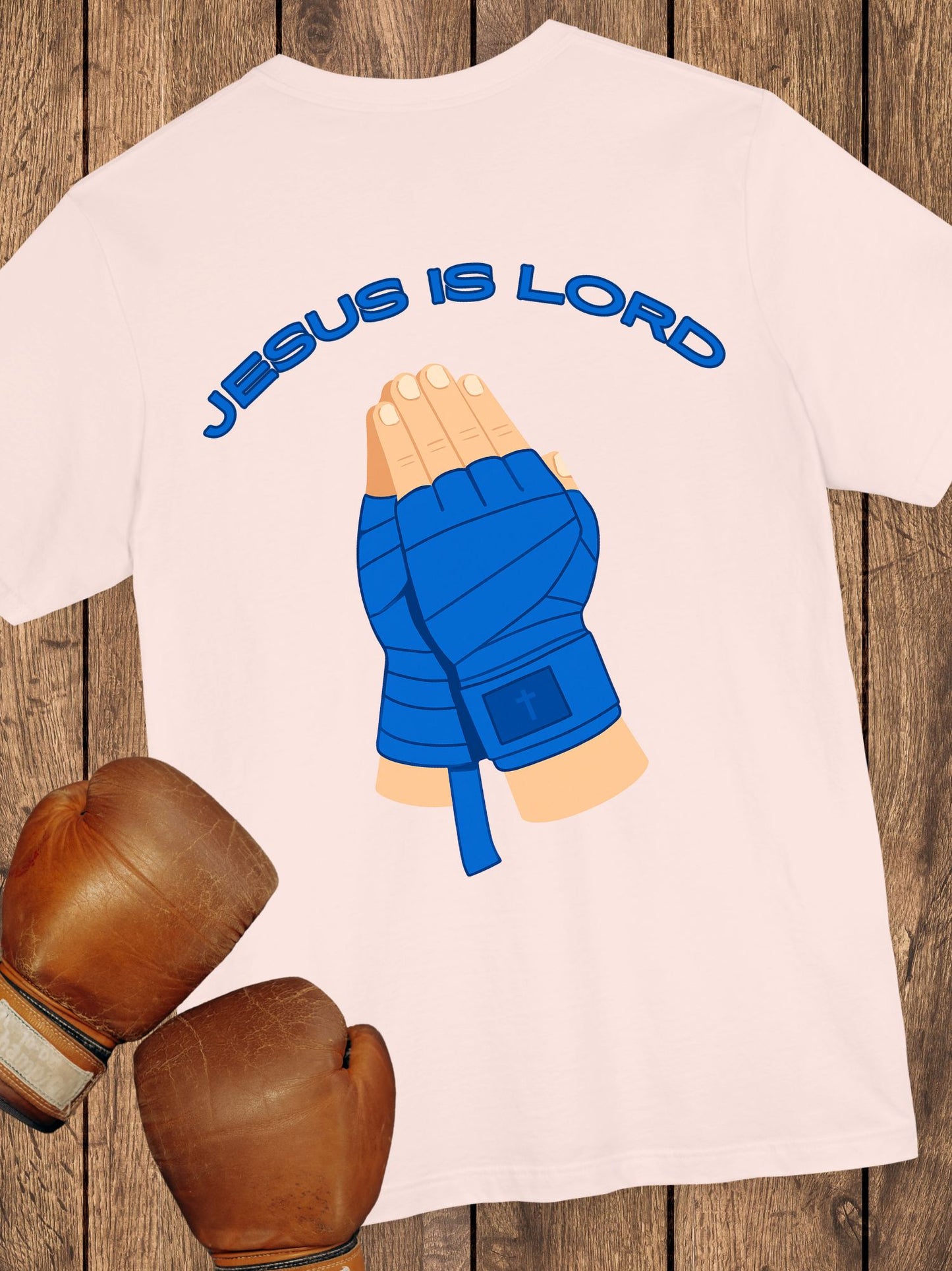 "Jesus is Lord" Unisex Praying Hands Combat Hand Wraps (blue), Christian Fighter, Gift