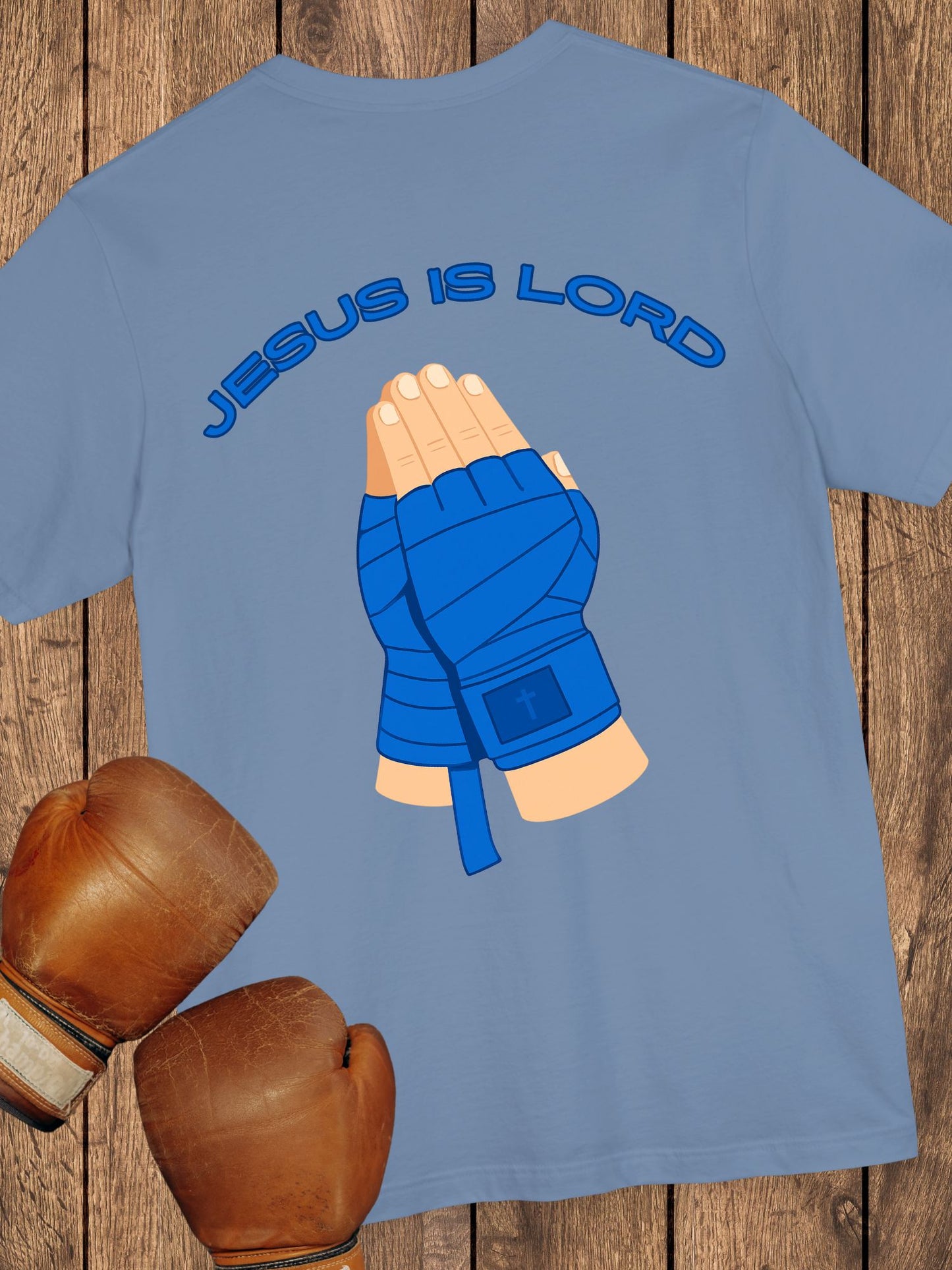 "Jesus is Lord" Unisex Praying Hands Combat Hand Wraps (blue), Christian Fighter, Gift