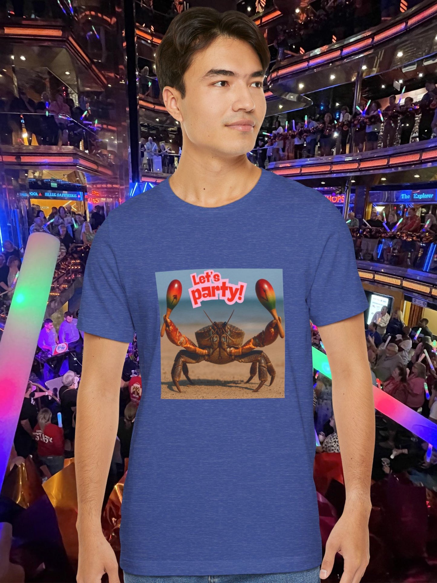 'Let's Party!' Crab Graphic Unisex T-Shirt, Beach, Party and Holliday Tee