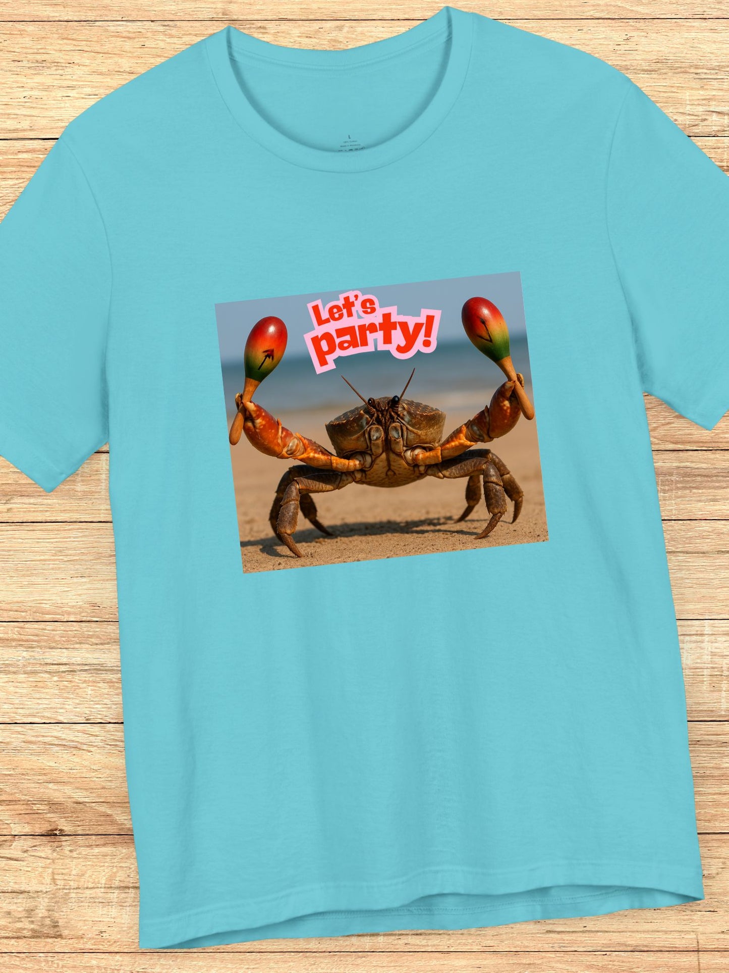'Let's Party!' Crab Graphic Unisex T-Shirt, Beach, Party and Holliday Tee