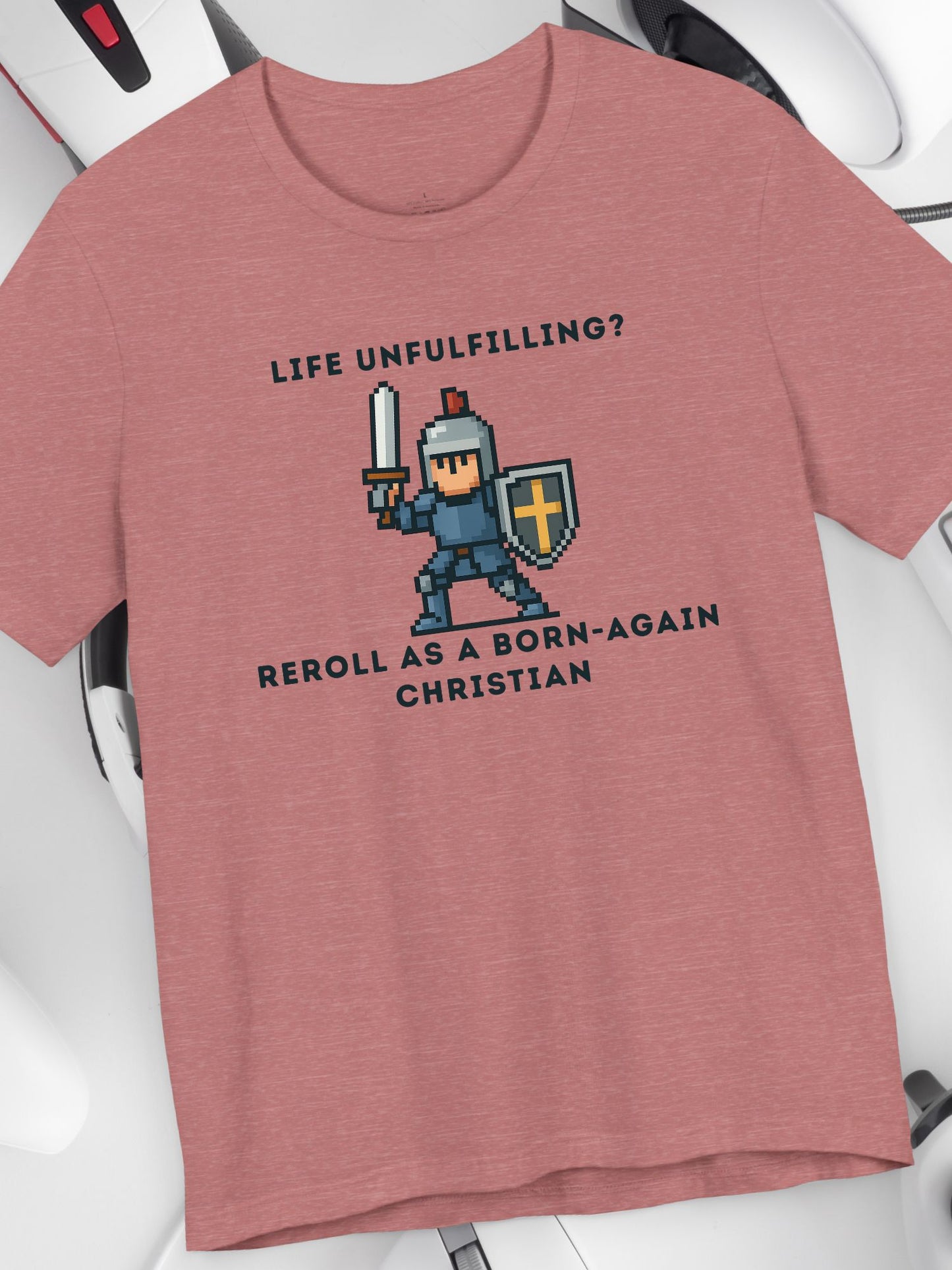 'Life Unfulfilling? Reroll as a Born-Again Christian' Unisex T-Shirt, Christian Gift, Religious Apparel, Gamer T-Shirt, Motivational Message