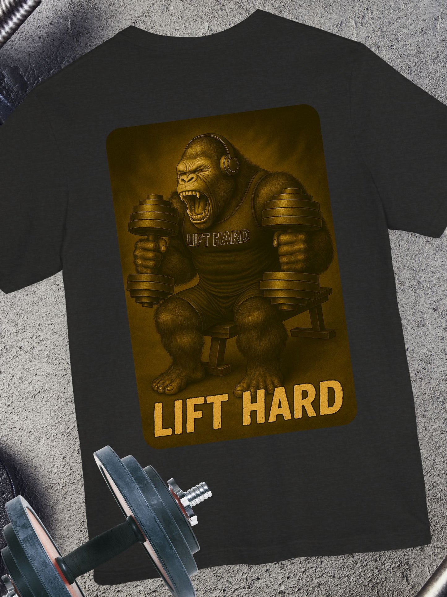 Lift Hard Gorilla Tee, Gym Shirt, Workout T-Shirt, Unisex Short Sleeve Top