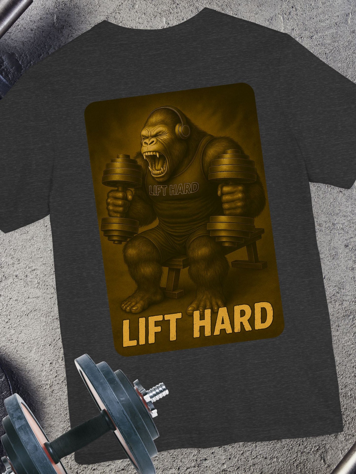 Lift Hard Gorilla Tee, Gym Shirt, Workout T-Shirt, Unisex Short Sleeve Top