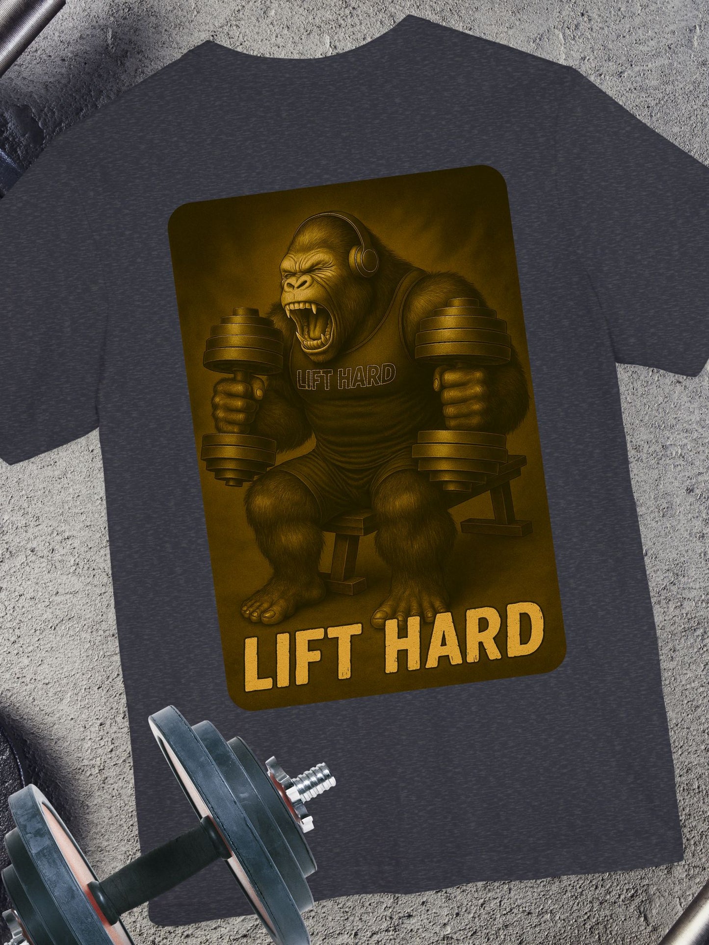 Lift Hard Gorilla Tee, Gym Shirt, Workout T-Shirt, Unisex Short Sleeve Top
