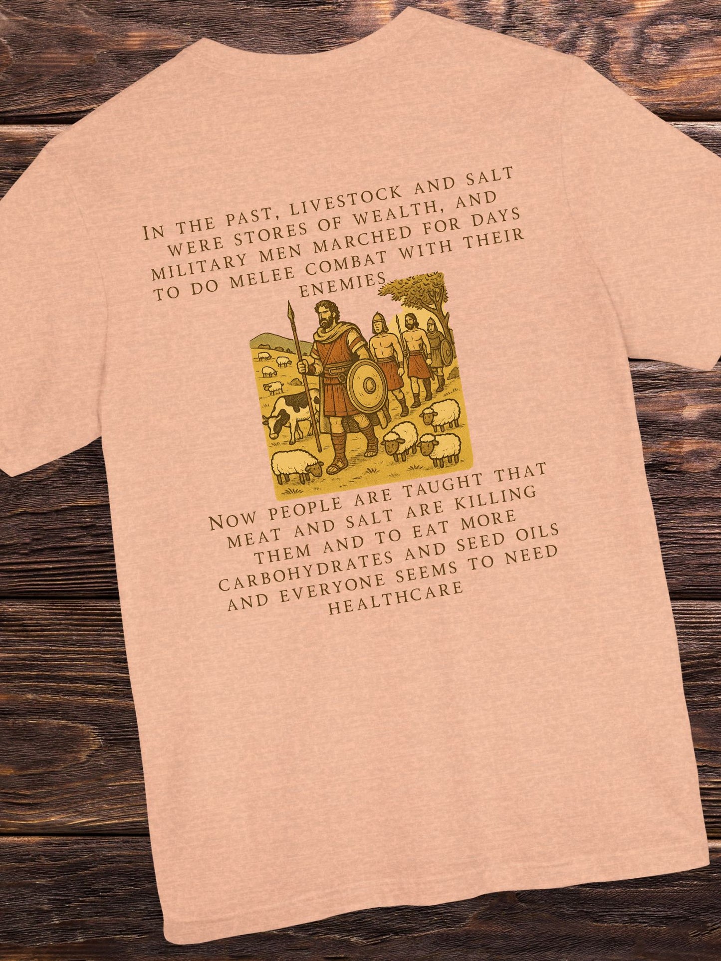 'Livestock and Salt Were Stores of Wealth' with Graphic Unisex T-Shirt, Historical Health Education Apparel
