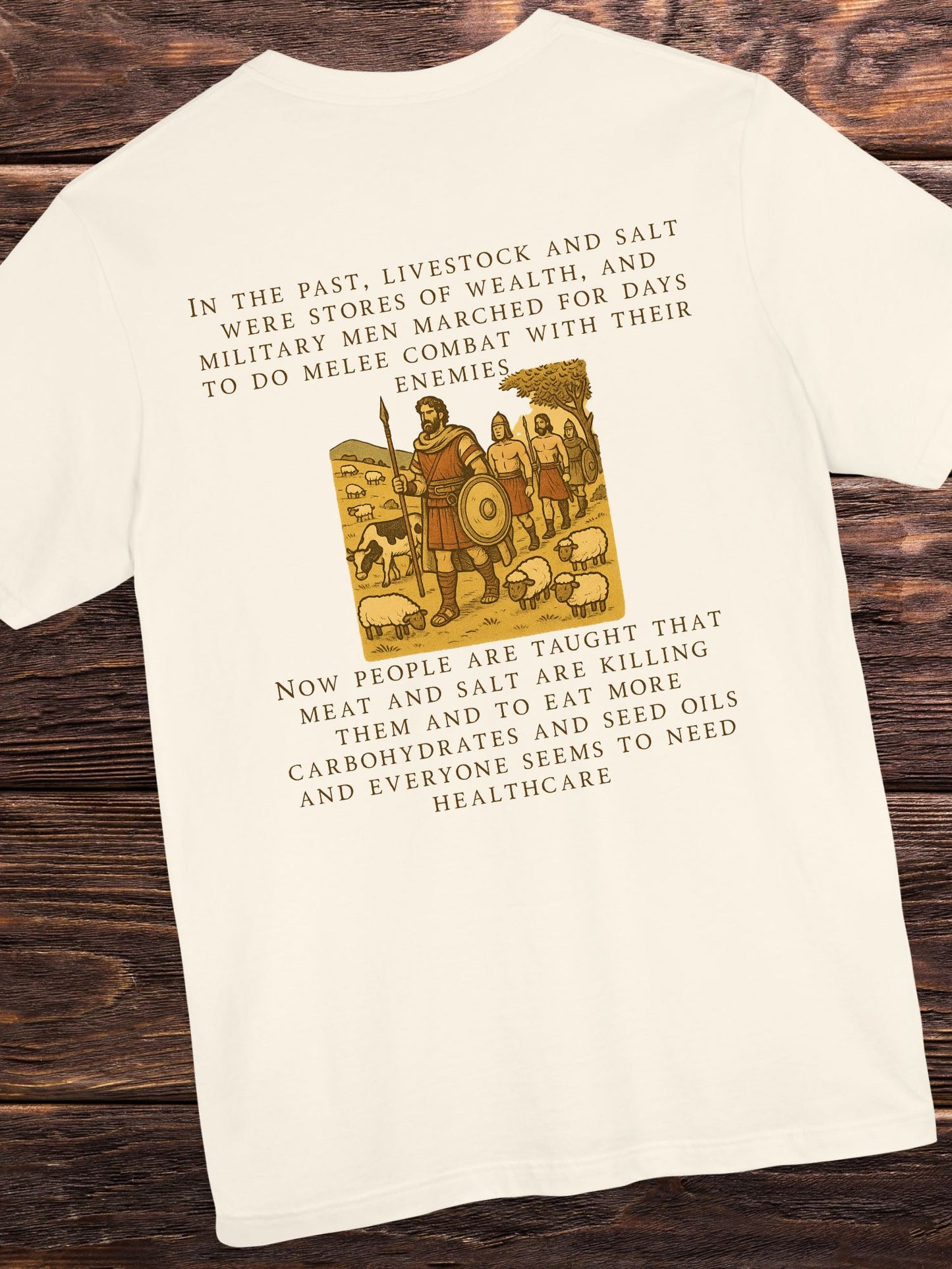 'Livestock and Salt Were Stores of Wealth' with Graphic Unisex T-Shirt, Historical Health Education Apparel