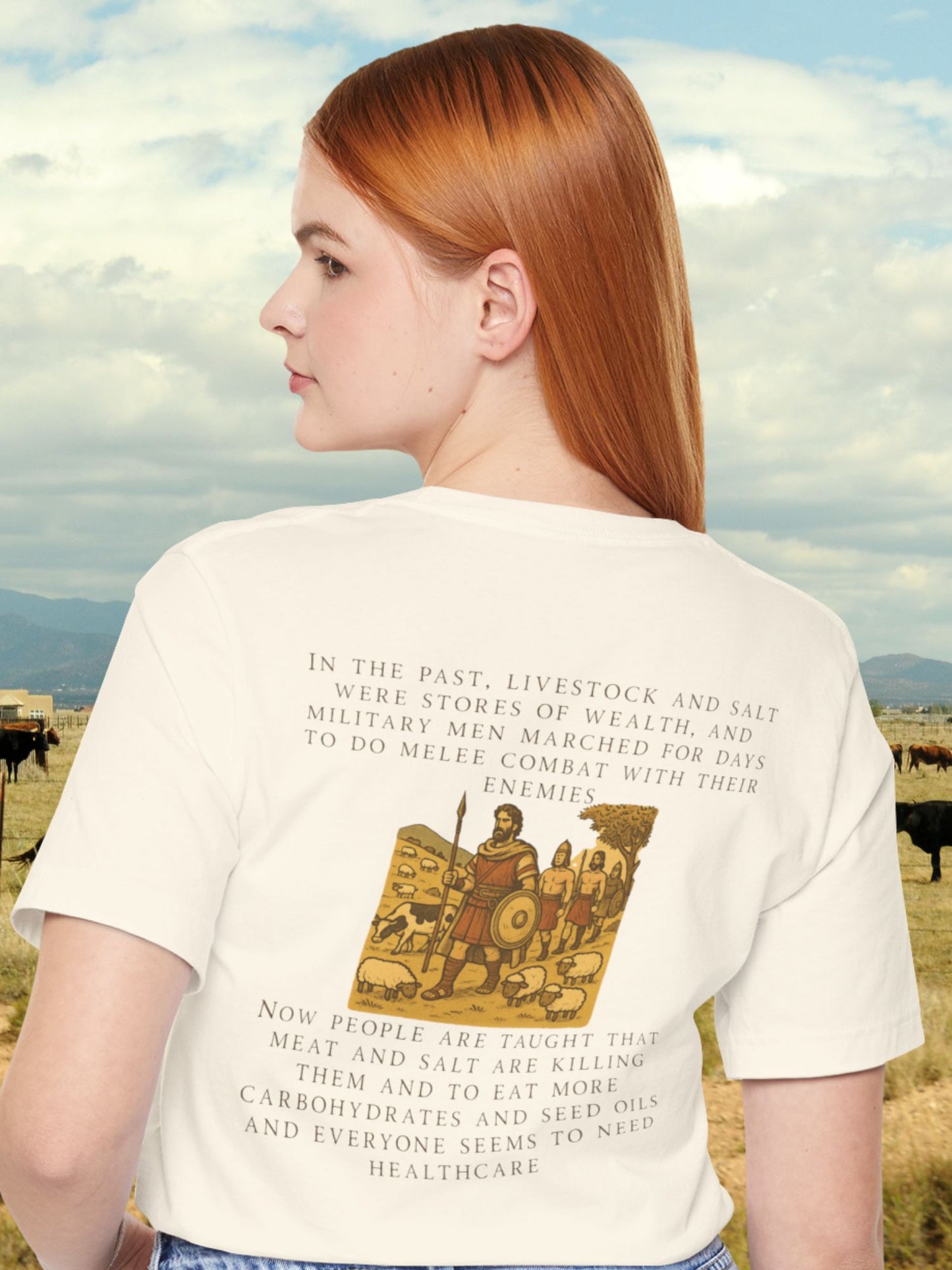 'Livestock and Salt Were Stores of Wealth' with Graphic Unisex T-Shirt, Historical Health Education Apparel