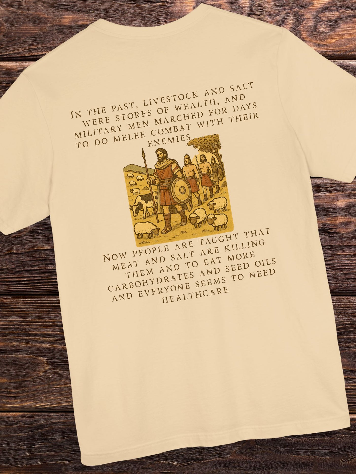 'Livestock and Salt Were Stores of Wealth' with Graphic Unisex T-Shirt, Historical Health Education Apparel