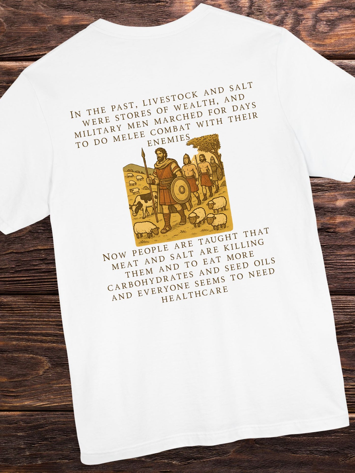 'Livestock and Salt Were Stores of Wealth' with Graphic Unisex T-Shirt, Historical Health Education Apparel