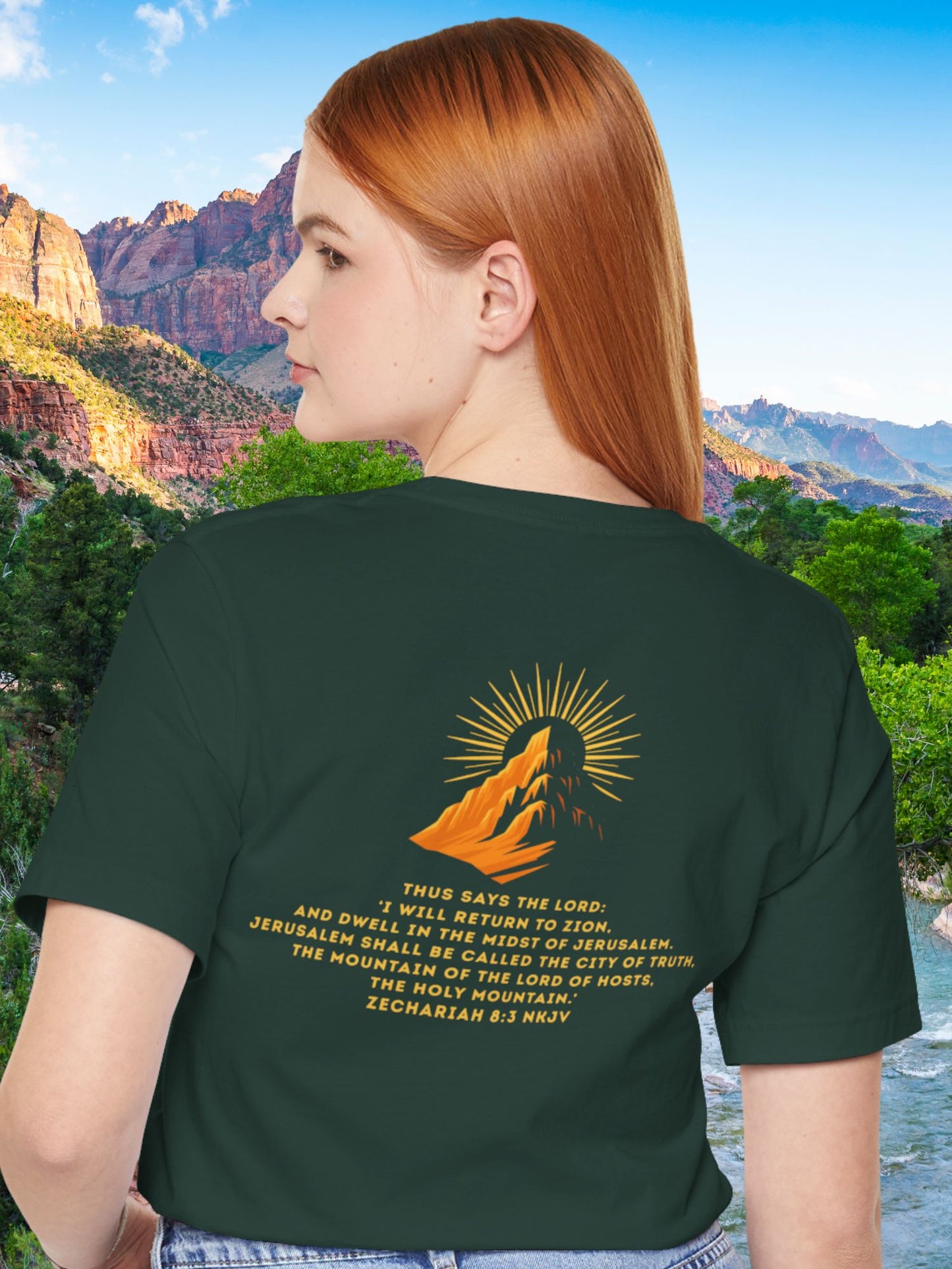 'Thus says the Lord: ‘I will return to Zion...' Unisex T-Shirt, Zionist Tee, Jesus, Christian Apparel, Zechariah 8 Bible Verse