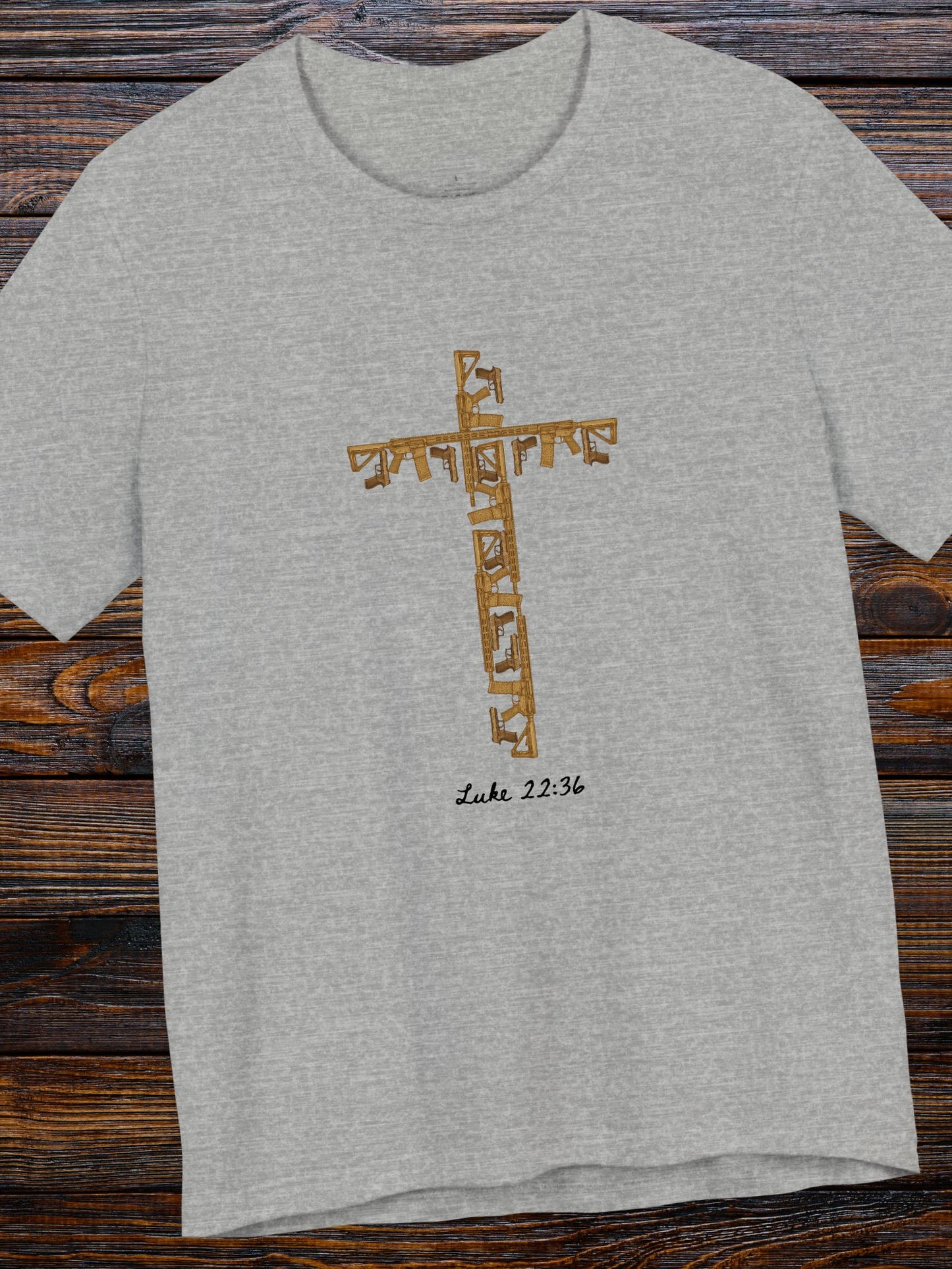 Luke 22:36 with Firearms Cross Design Unisex T-Shirt, Christian Apparel, Second Amendment Tee