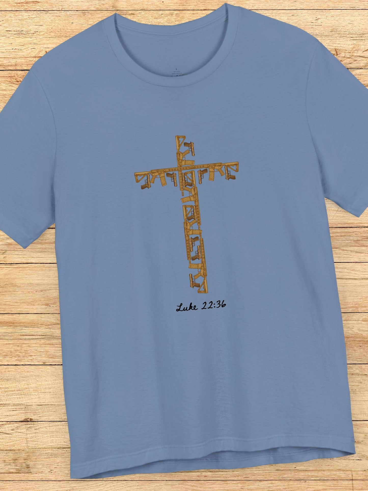 Luke 22:36 with Firearms Cross Design Unisex T-Shirt, Christian Apparel, Second Amendment Tee