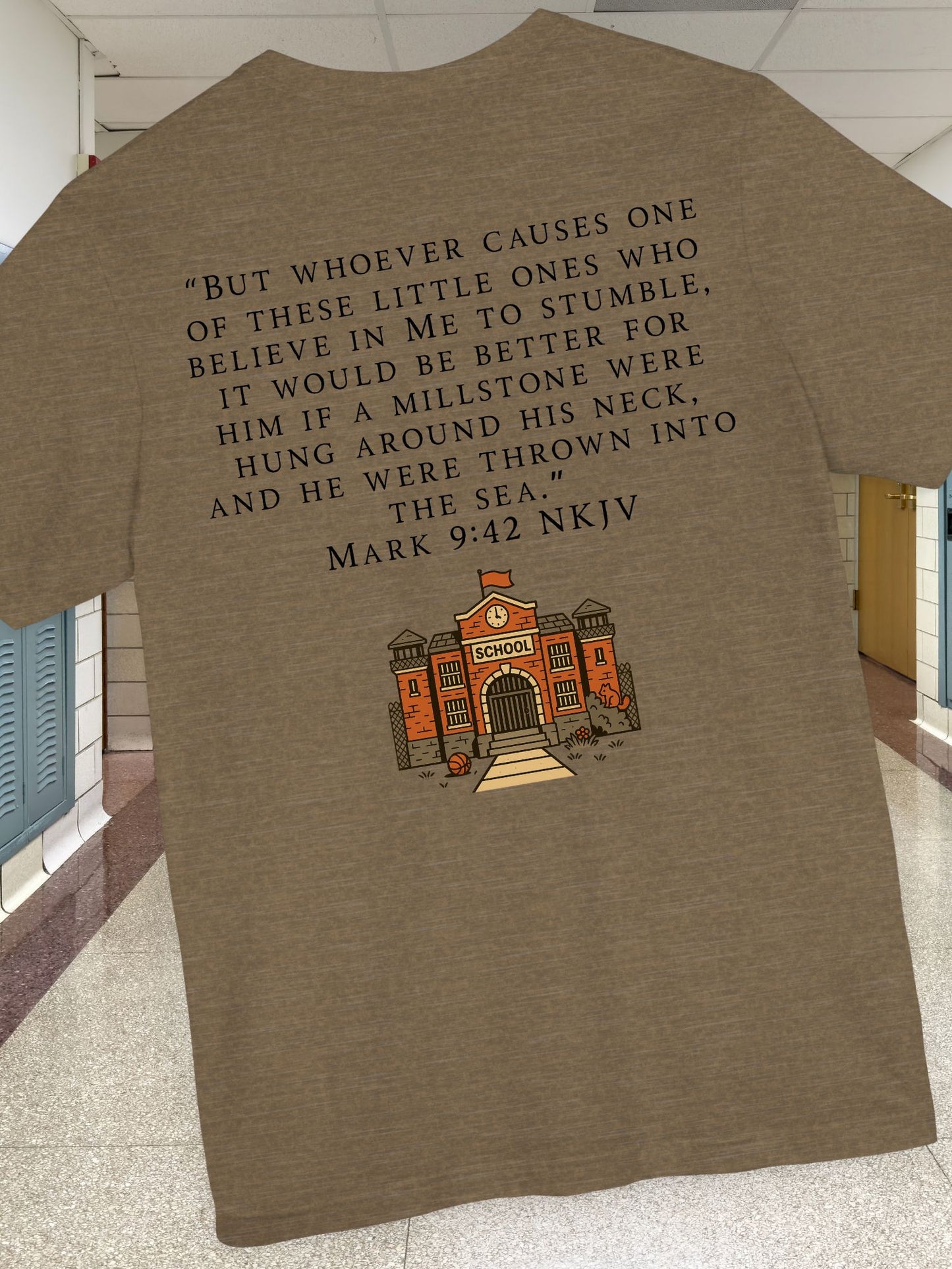 Mark 9:42 Biblical Verse Tee, Unisex Cotton Shirt, Christian Apparel