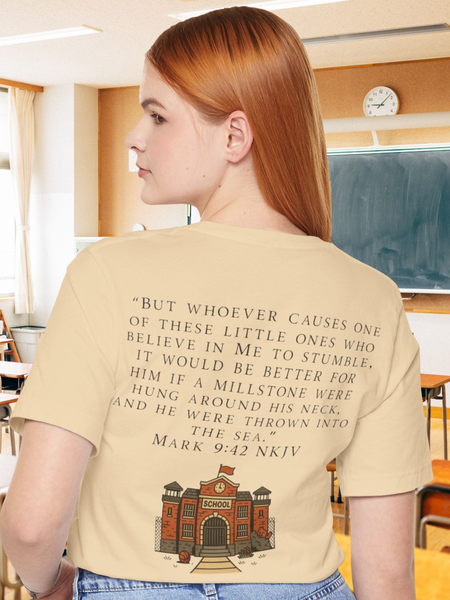 Mark 9:42 Biblical Verse Tee, Unisex Cotton Shirt, Christian Apparel