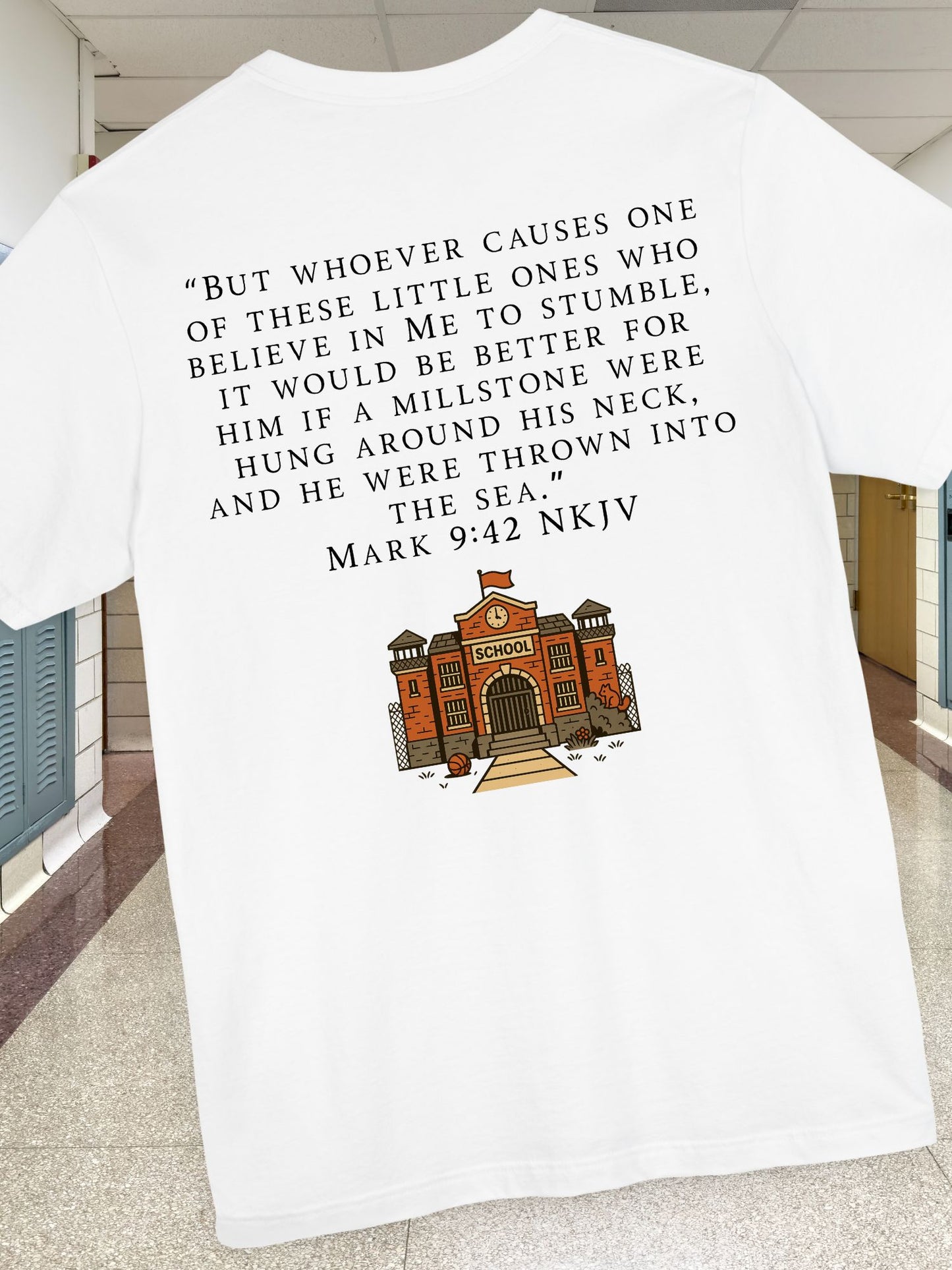 Mark 9:42 Biblical Verse Tee, Unisex Cotton Shirt, Christian Apparel