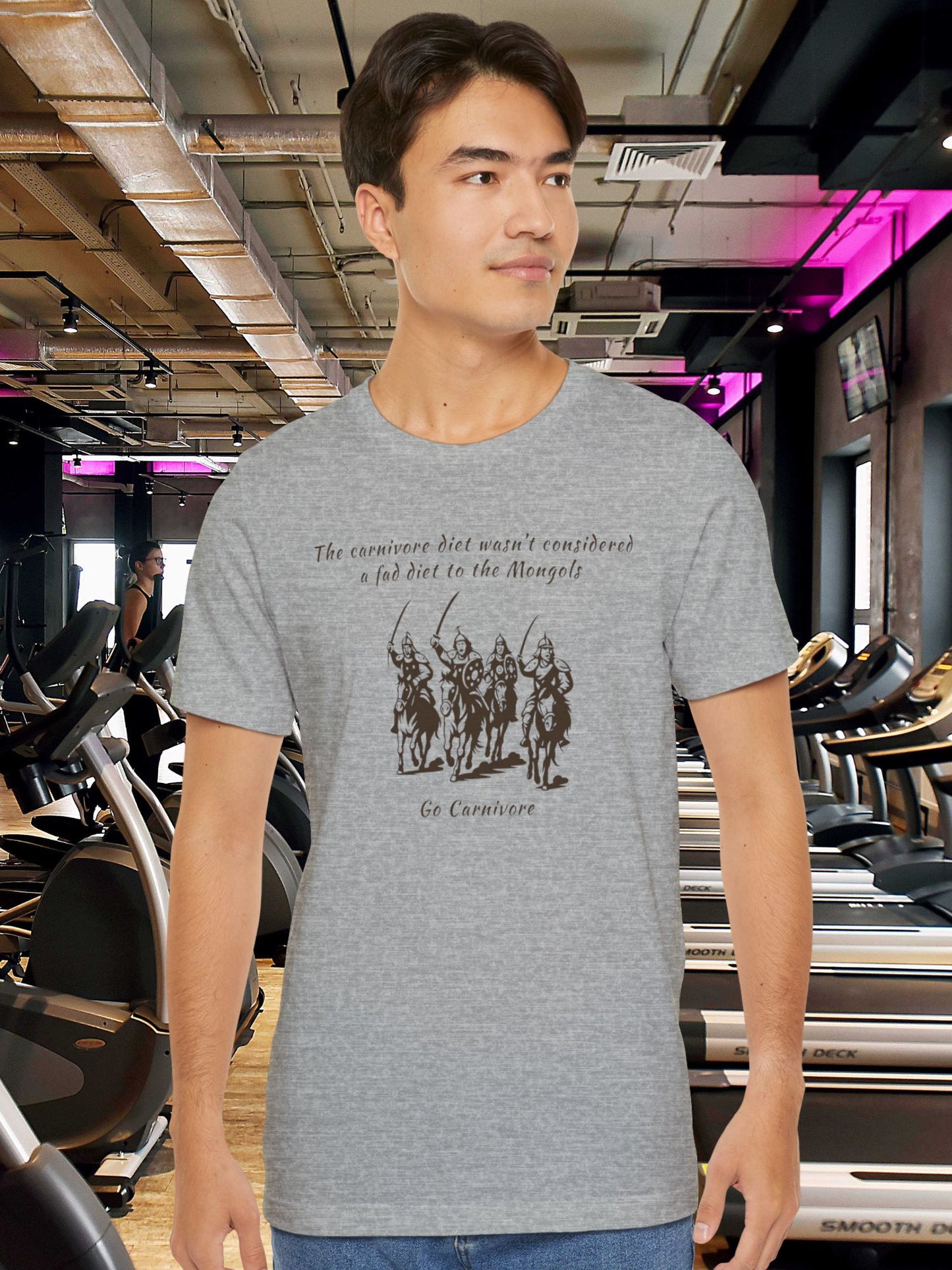 'The Carnivore Diet Wasn't Considered a Fad Diet to the Mongols' Mongol Warrior Graphic Unisex T-Shirt, Carnivore Diet Apparel, Anti-Vegan Wear, Health and Wellness Tee