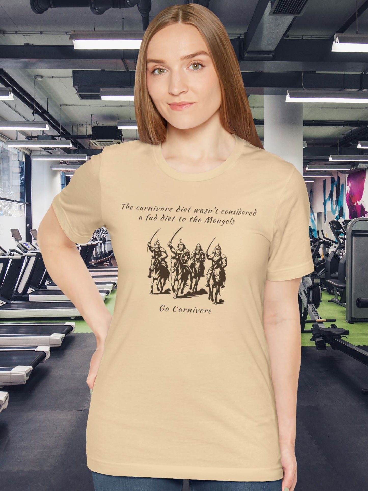 'The Carnivore Diet Wasn't Considered a Fad Diet to the Mongols' Mongol Warrior Graphic Unisex T-Shirt, Carnivore Diet Apparel, Anti-Vegan Wear, Health and Wellness Tee