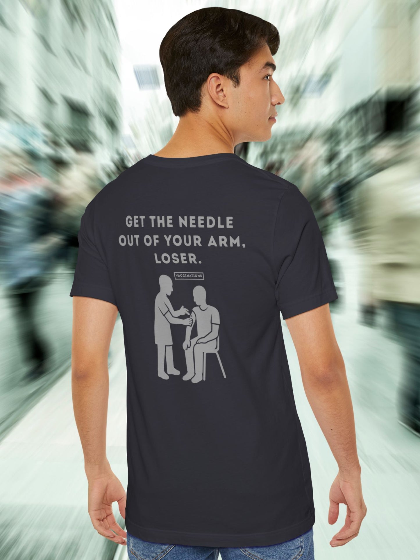 'Get the Needle Out of Your Arm, Loser' Graphic Unisex T-Shirt, Ant-Vaccination Tee, Freedom Apparel