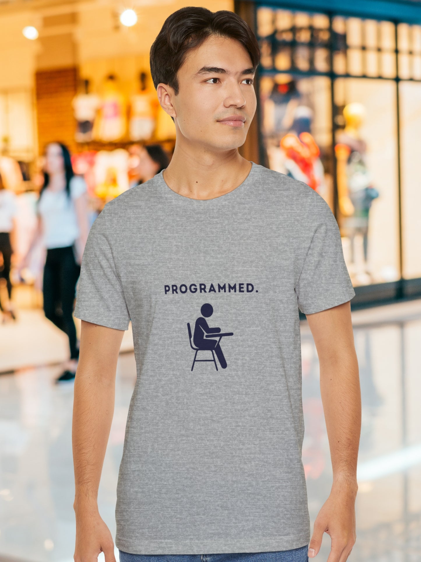 'Programmed.' Student Graphic Unisex T-Shirt, Anti-School, Pro-Freedom