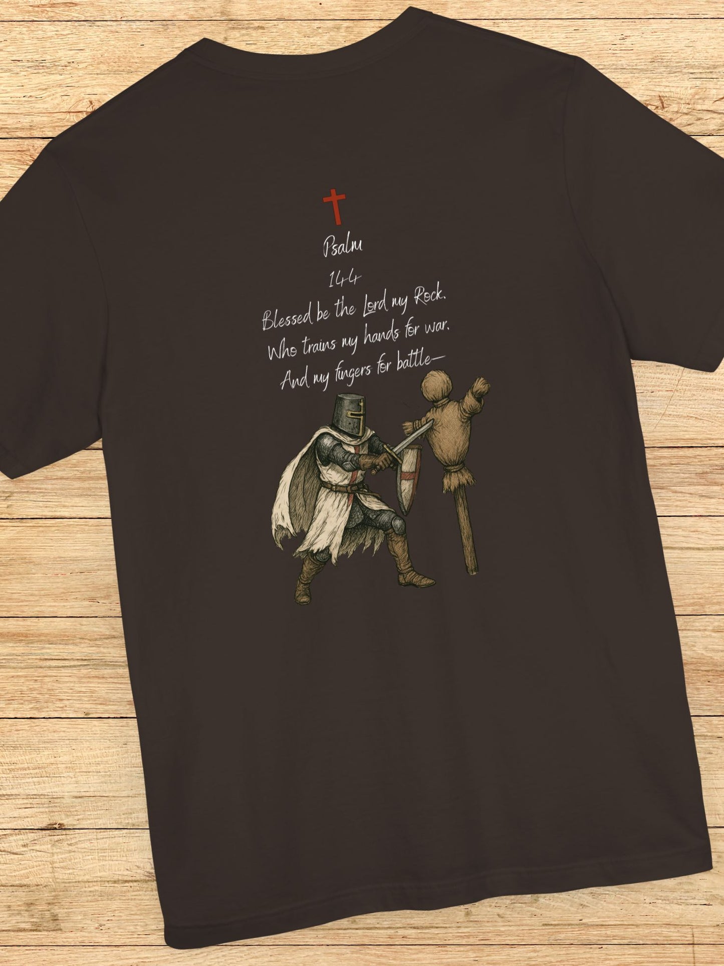 Psalm 144 with a knight training Graphic Unisex T-Shirt, Christian Apparel, Bible Verse Tee